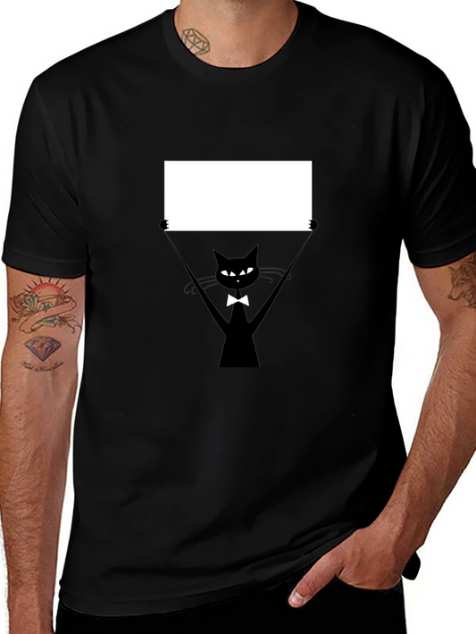 Black Cat with Sign Graphic Tee - Unisex Casual Shirt