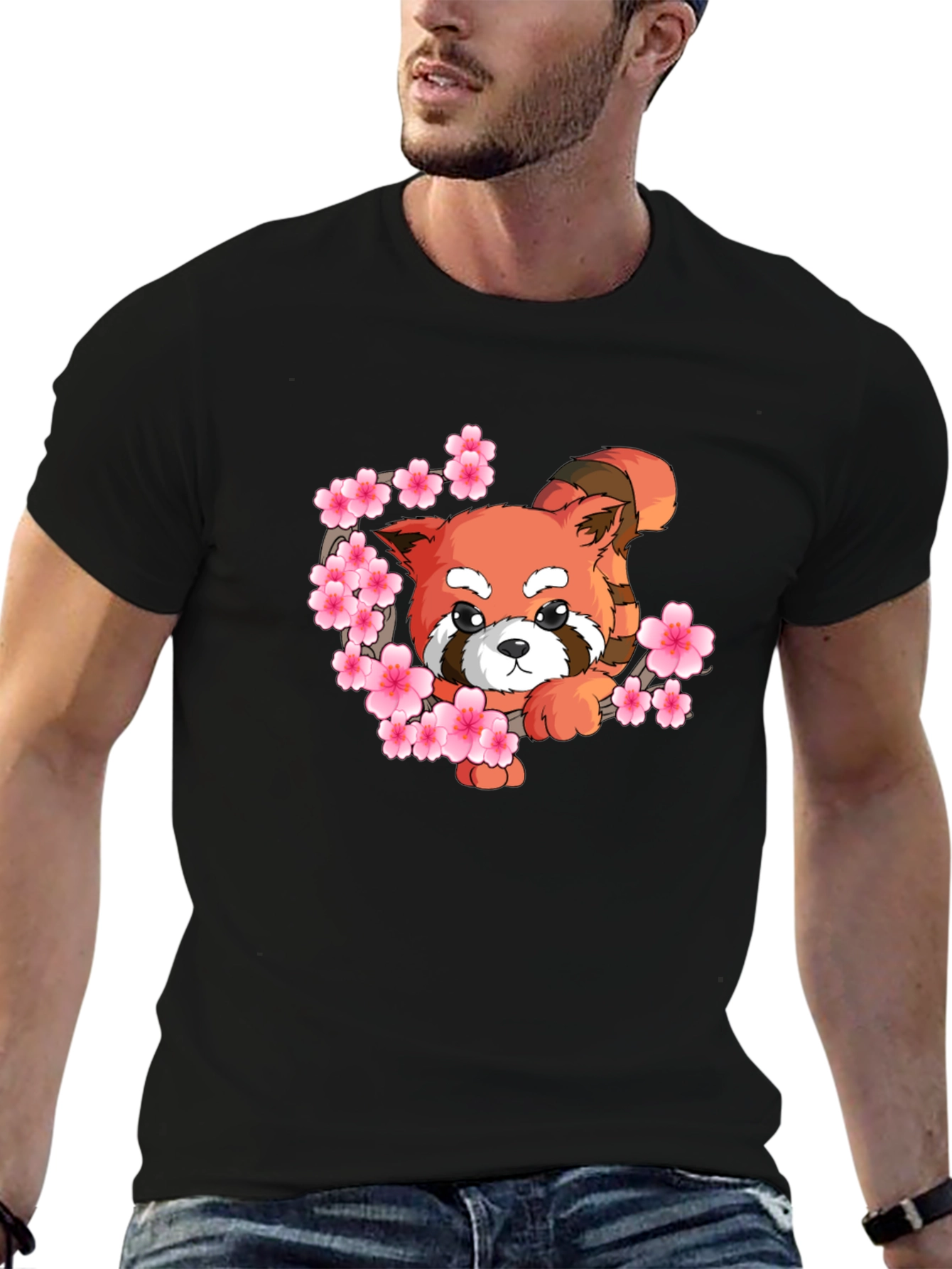Cute Red Panda Blossom Graphic Tee