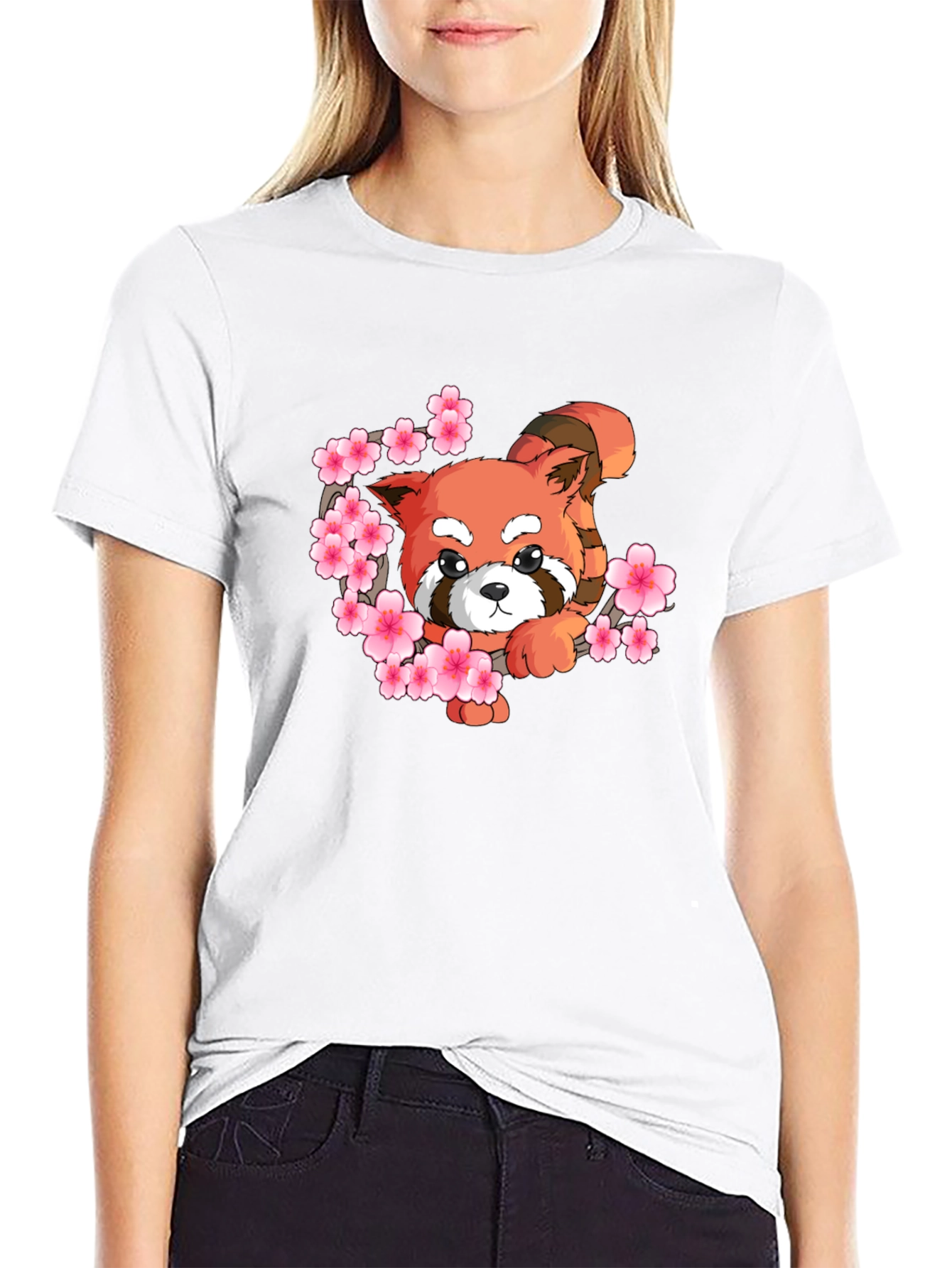 Cute Red Panda Blossom Graphic Tee