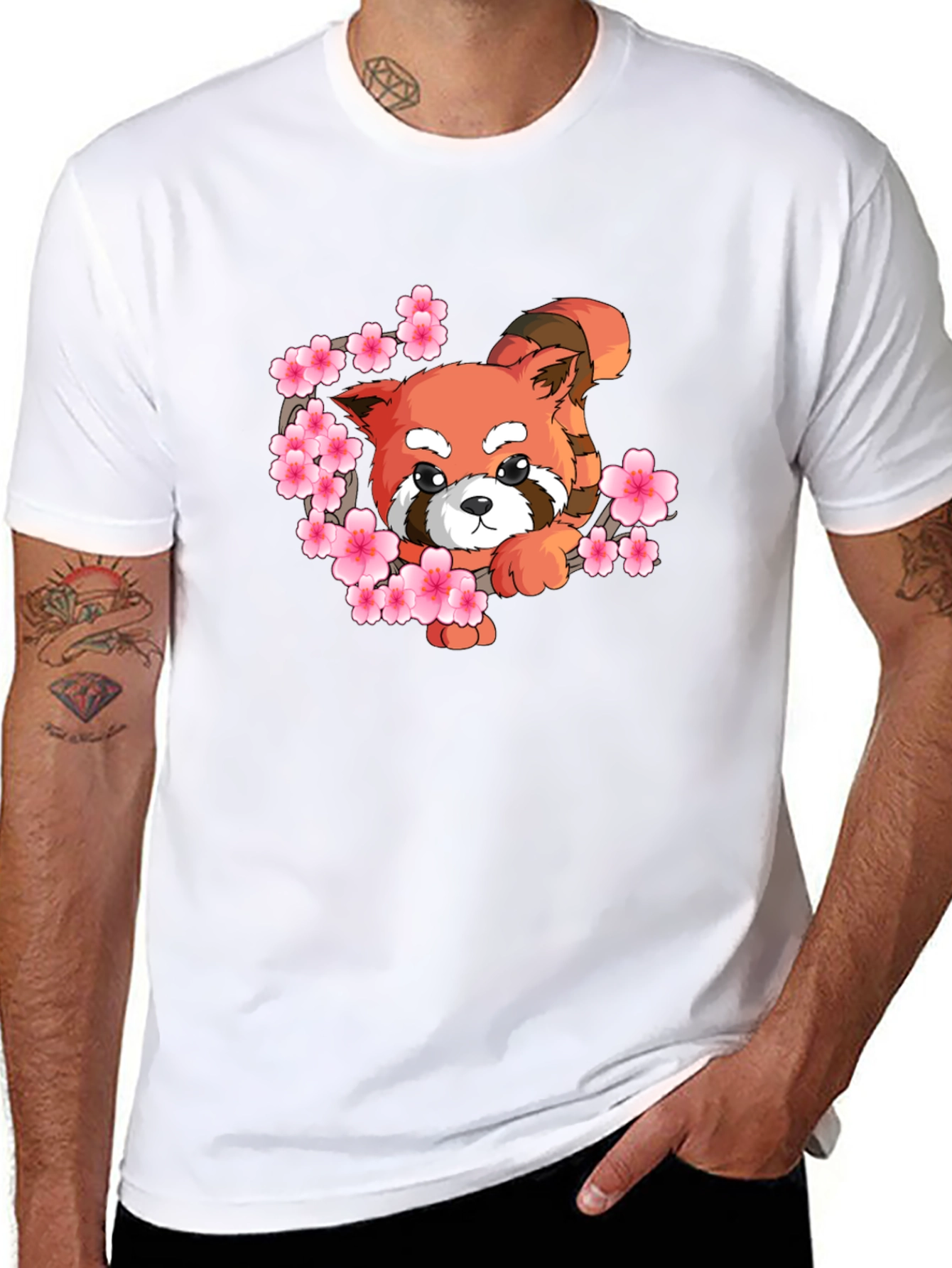 Cute Red Panda Blossom Graphic Tee