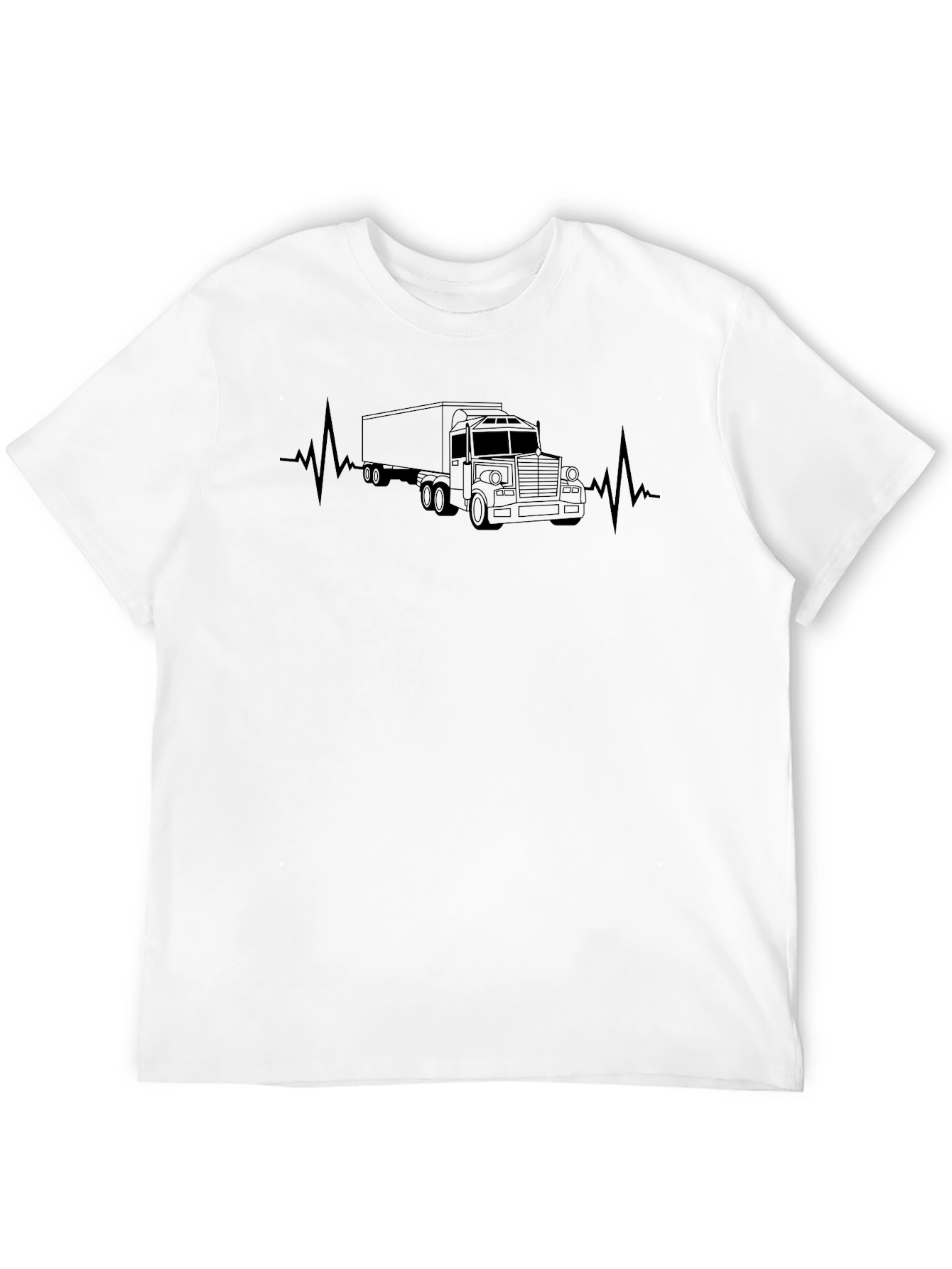 Trucker Heartbeat T-Shirt - Black Crew Neck