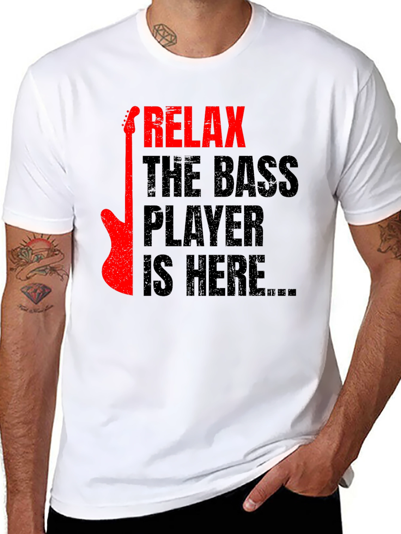 Relax Bass Player Graphic Tee - Black Cotton T-Shirt