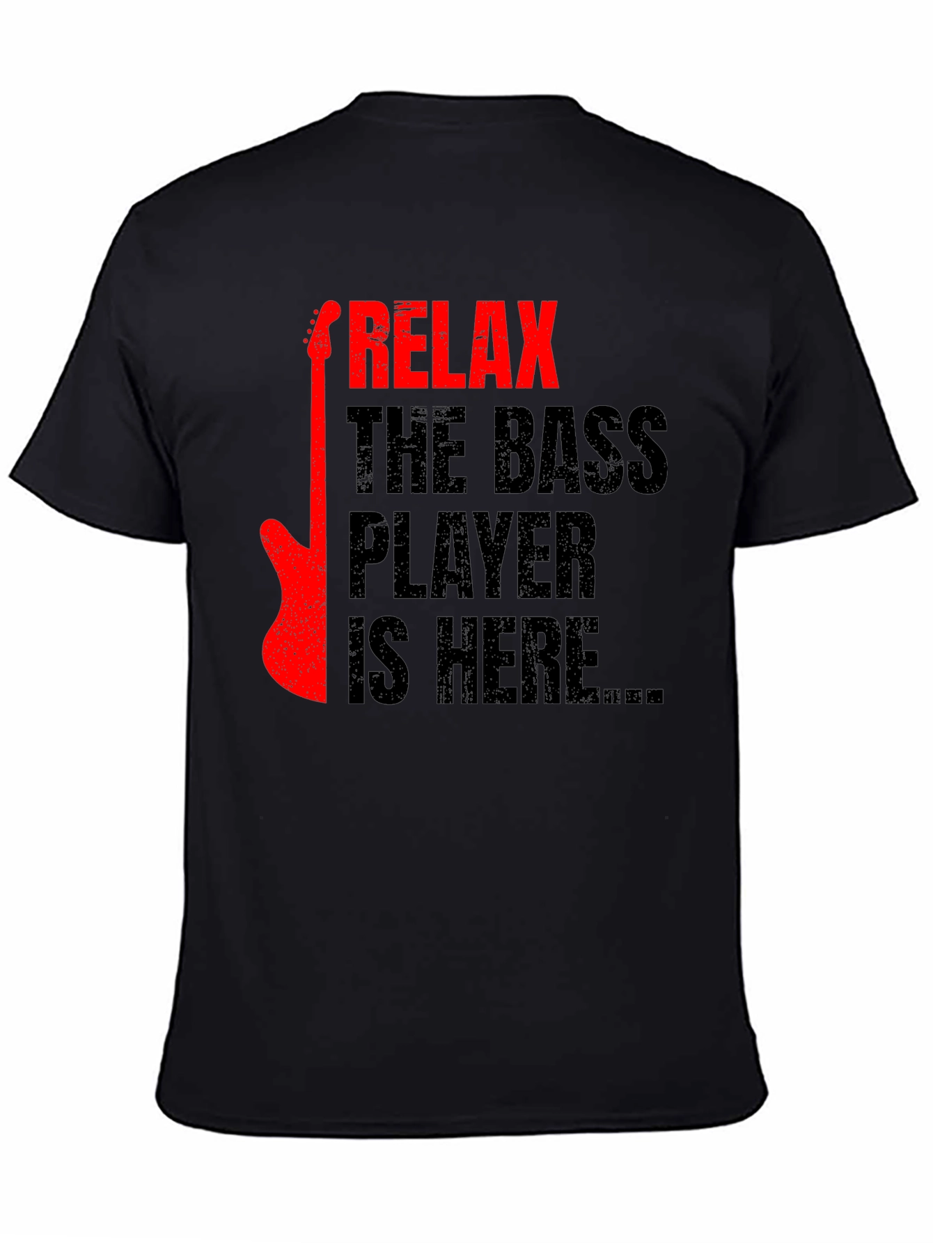 Relax Bass Player Graphic Tee - Black Cotton T-Shirt