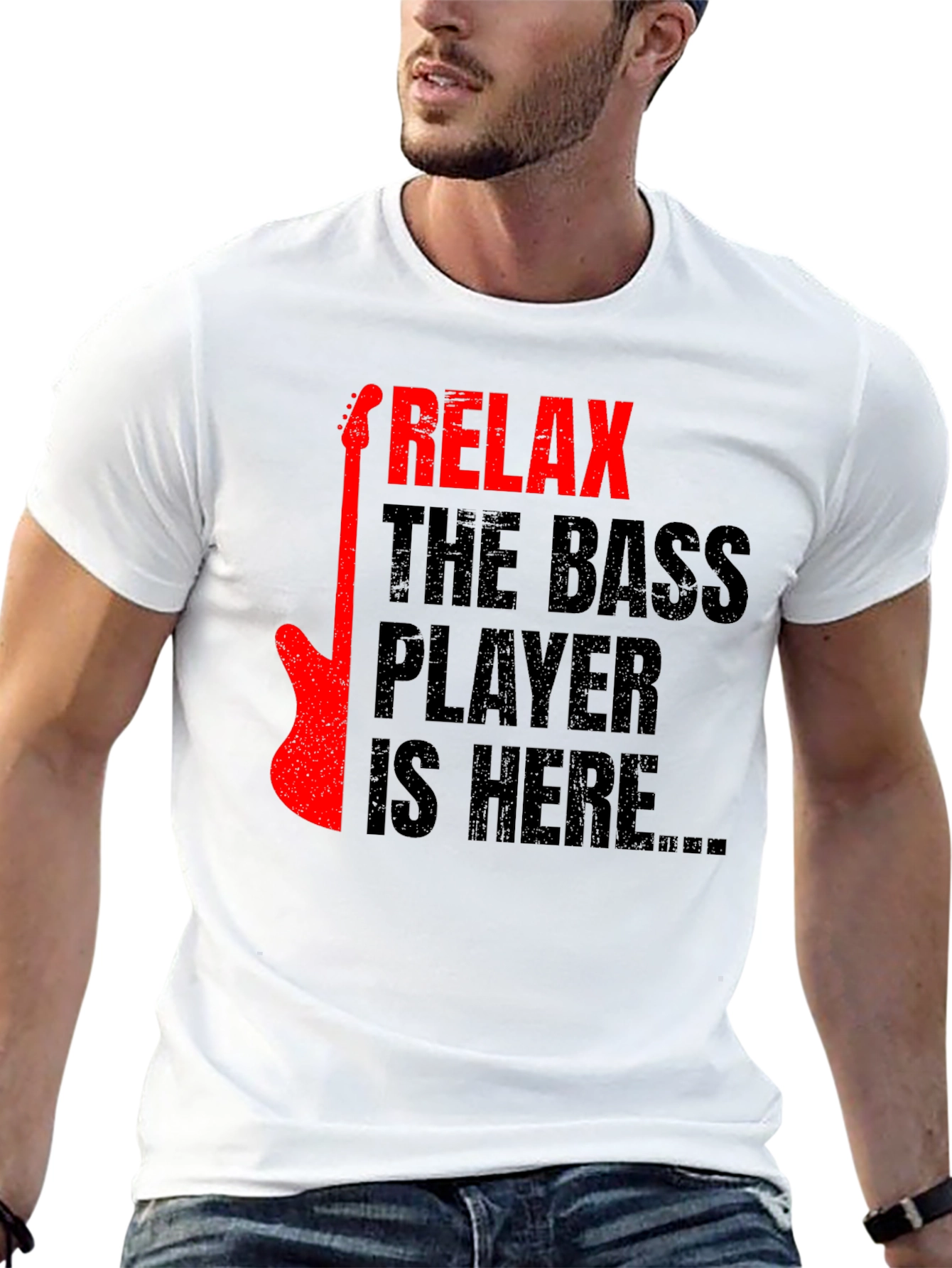 Relax Bass Player Graphic Tee - Black Cotton T-Shirt