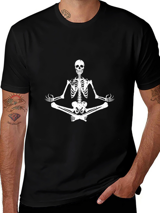 Meditating Skeleton Graphic Tee - Black