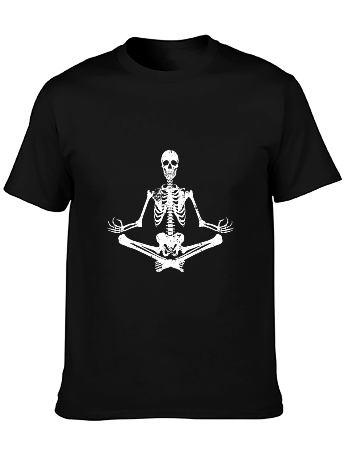 Meditating Skeleton Graphic Tee - Black