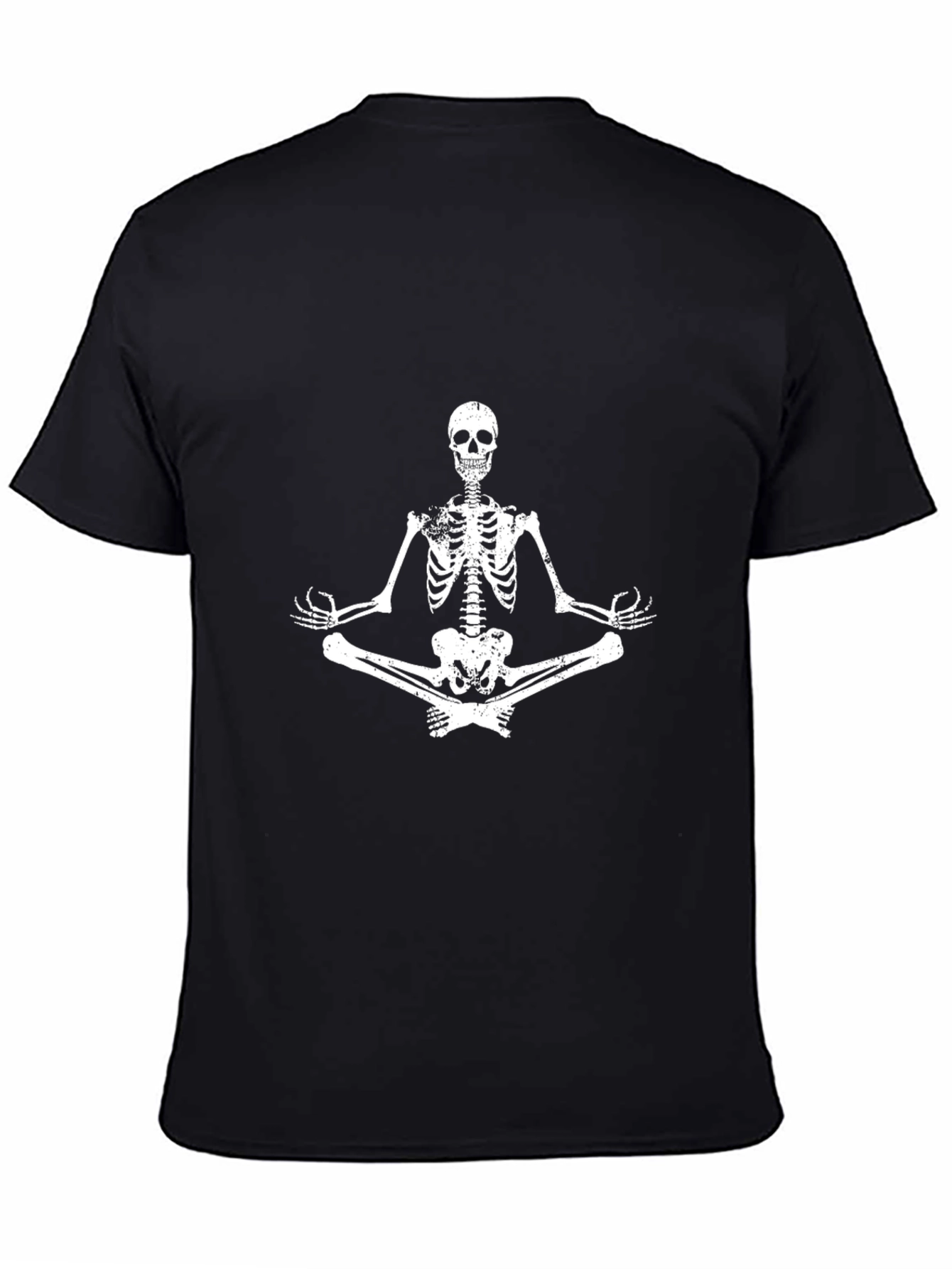 Meditating Skeleton Graphic Tee - Black