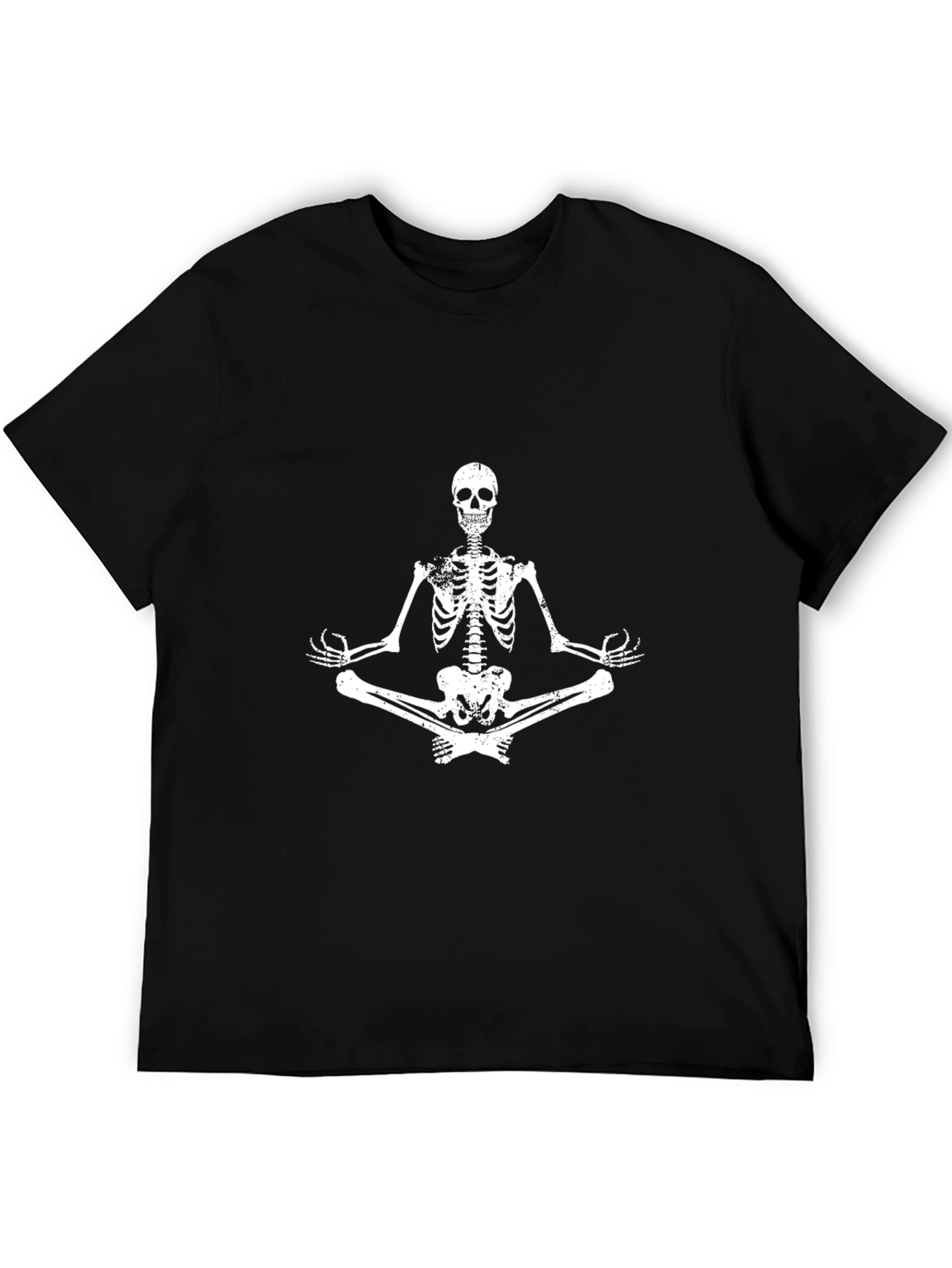 Meditating Skeleton Graphic Tee - Black