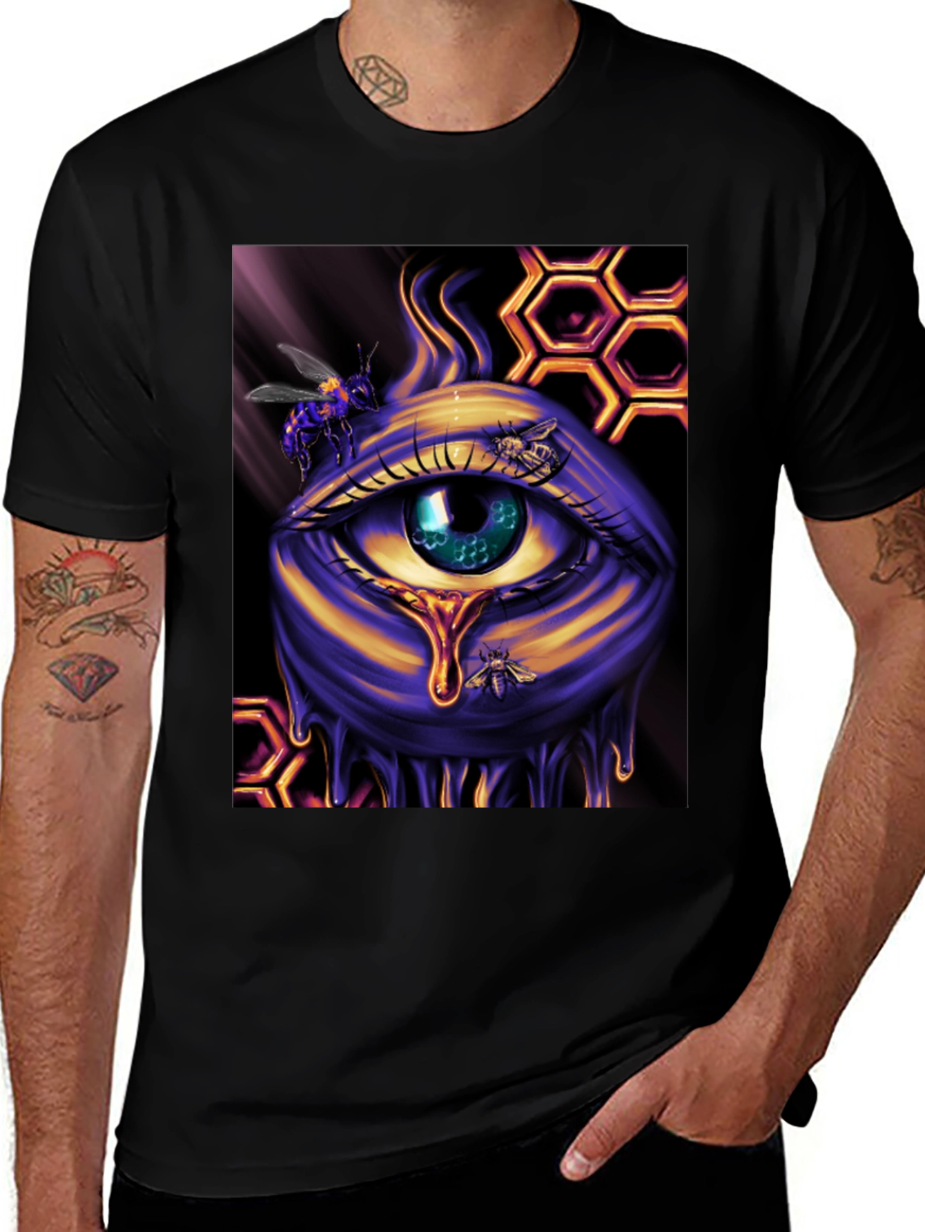 Surreal Honey Bee Eye Graphic T-Shirt