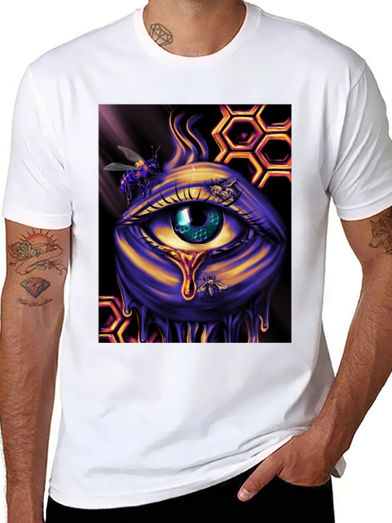 Surreal Honey Bee Eye Graphic T-Shirt