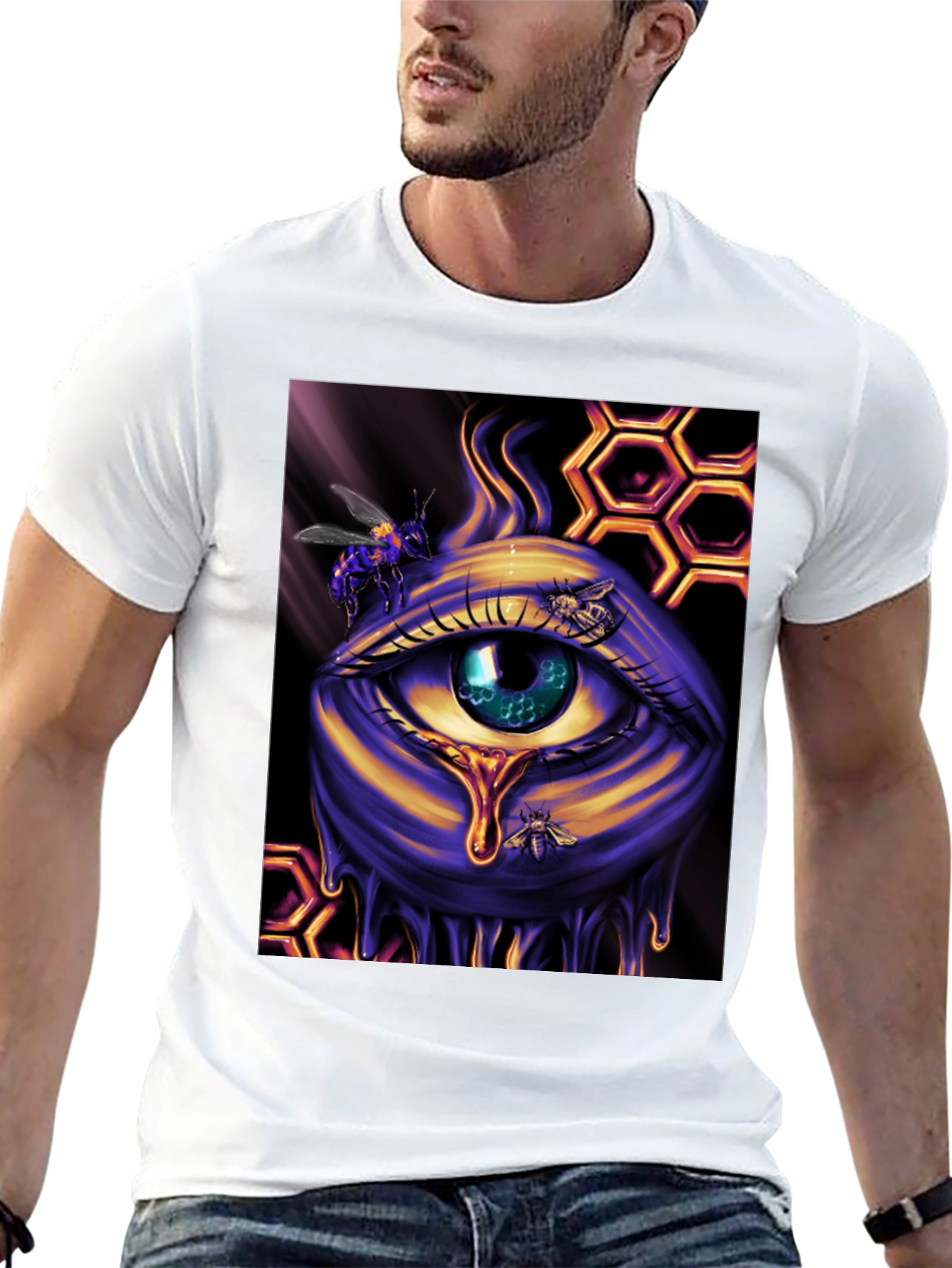 Surreal Honey Bee Eye Graphic T-Shirt