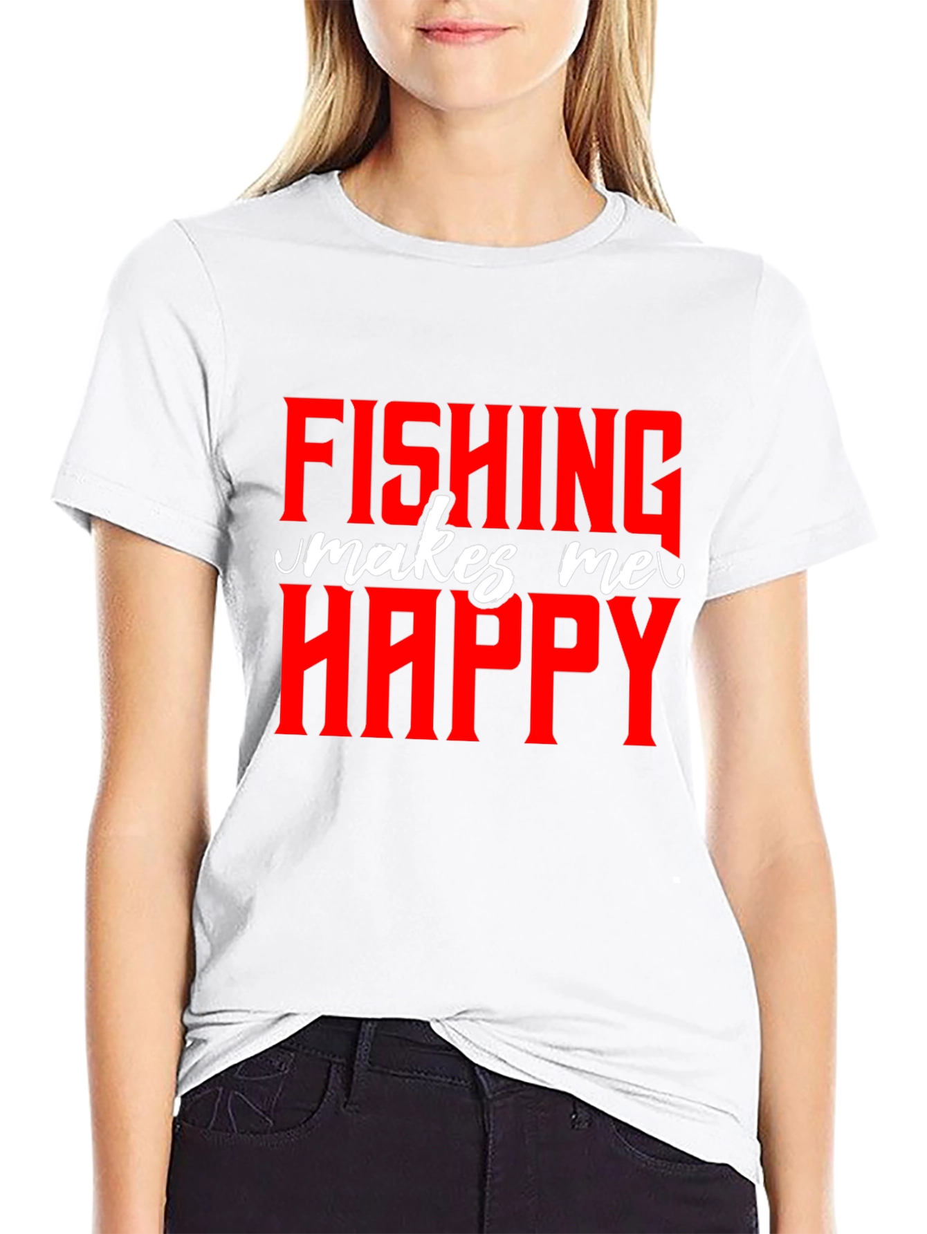 Fishing Makes Me Happy T-Shirt - Novelty Graphic Tee