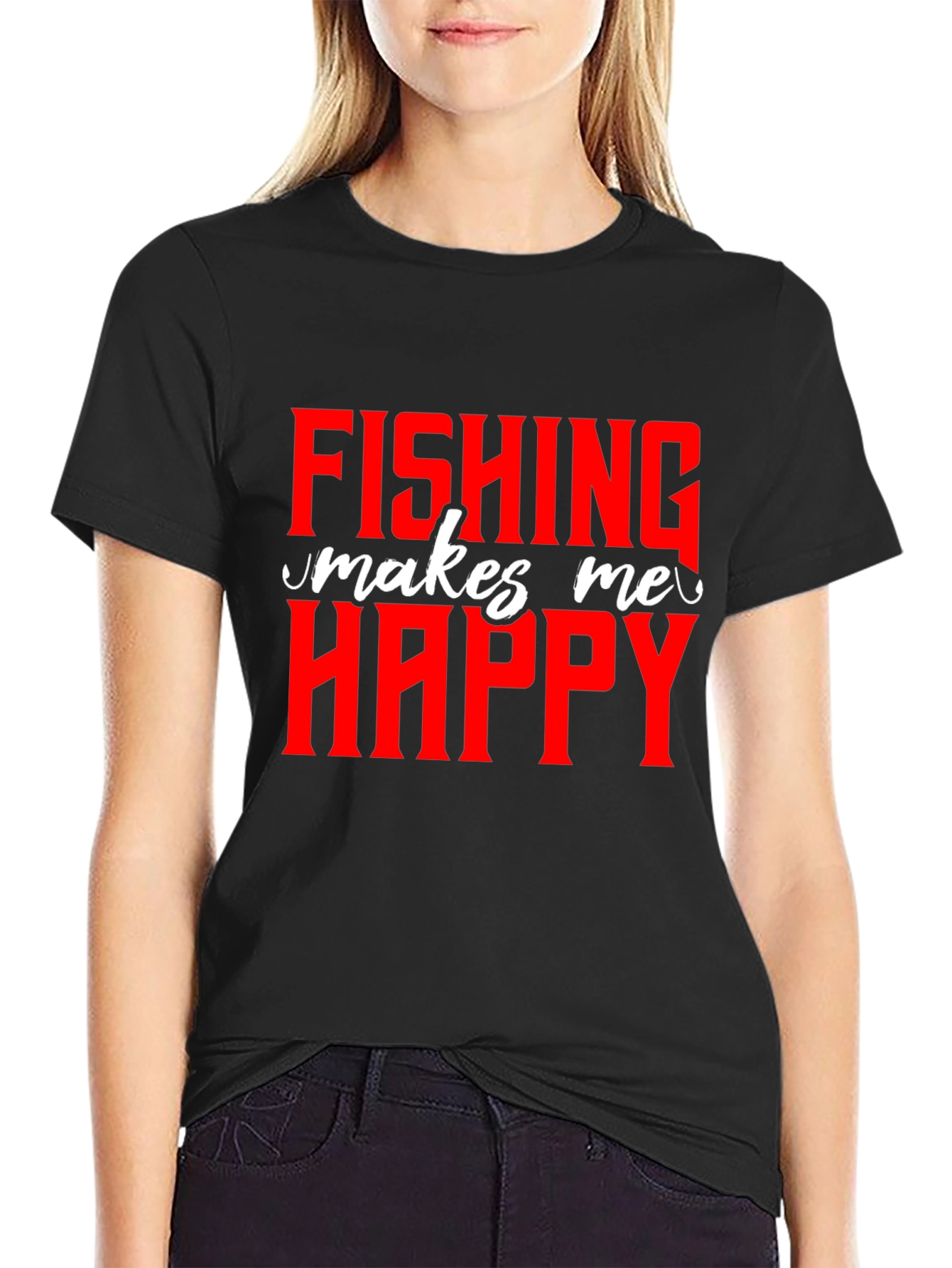Fishing Makes Me Happy T-Shirt - Novelty Graphic Tee