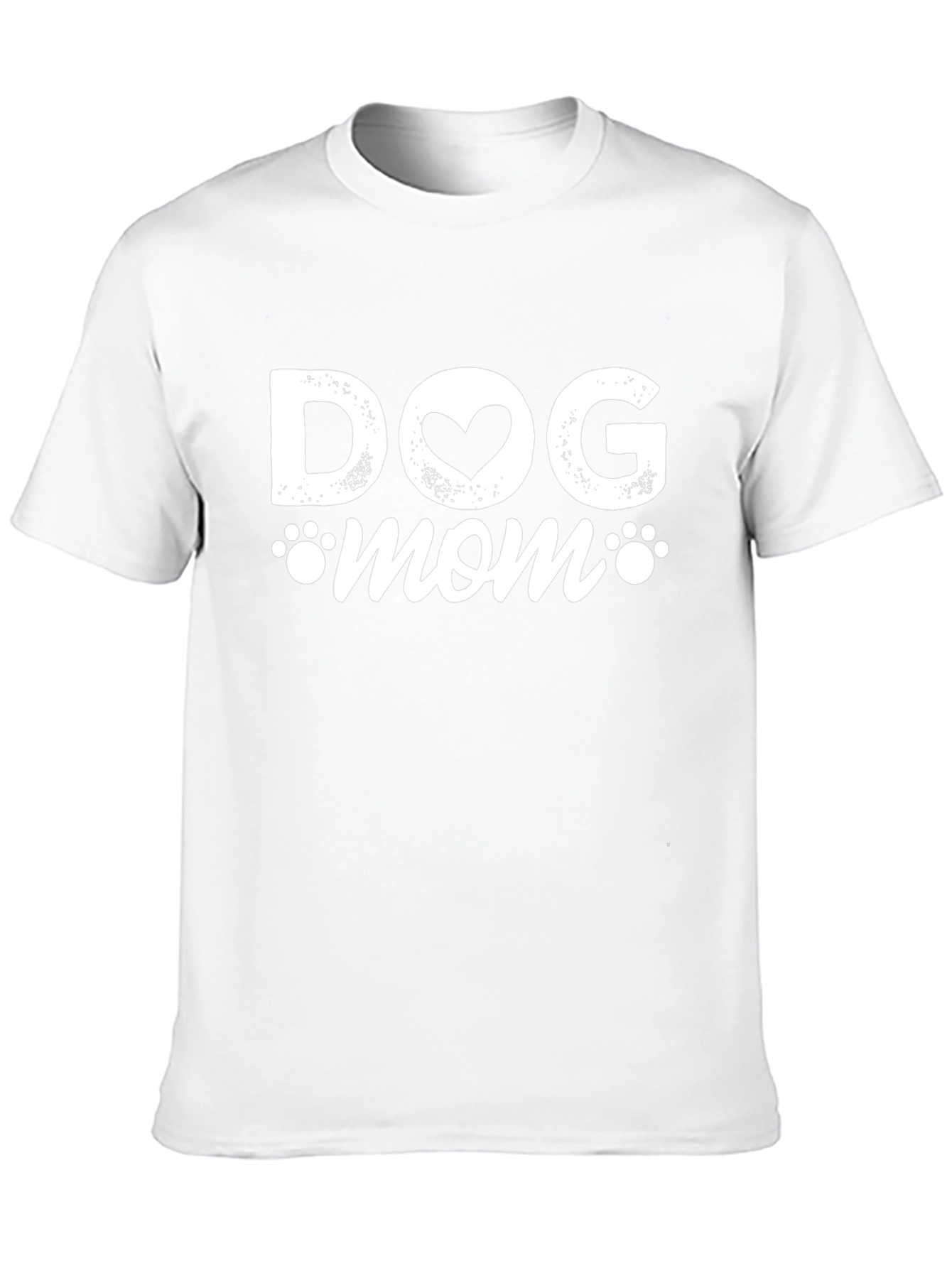 Dog Mom Black T-Shirt with Heart Paw Prints