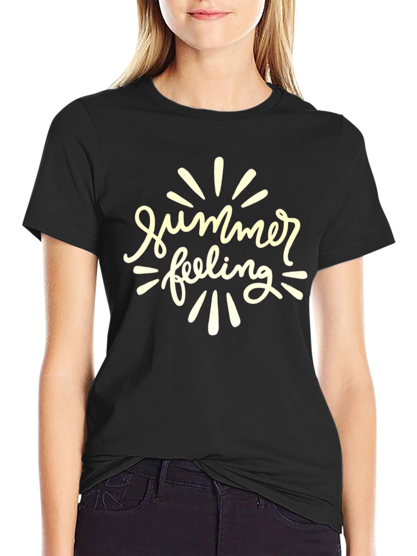 Summer Feeling Black Graphic Tee