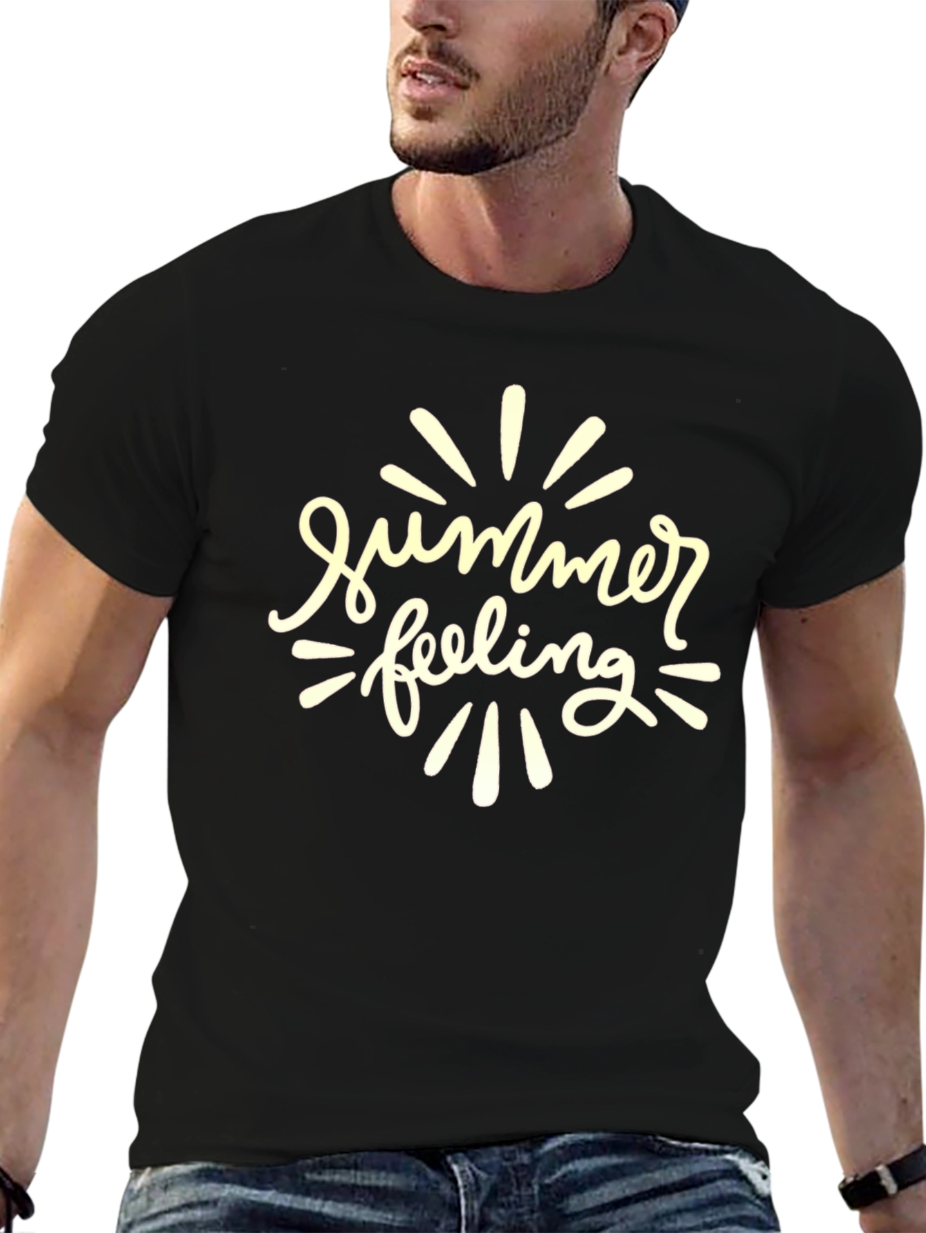 Summer Feeling Black Graphic Tee