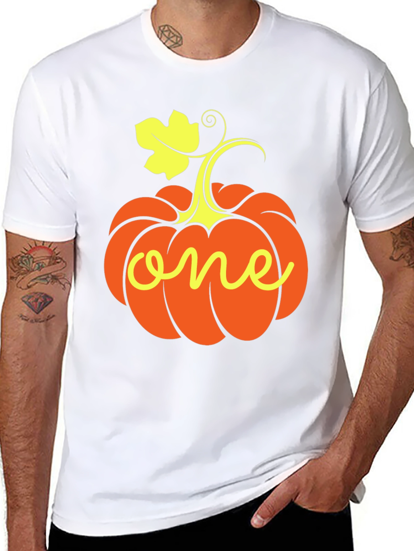 One Pumpkin Halloween Black T-Shirt