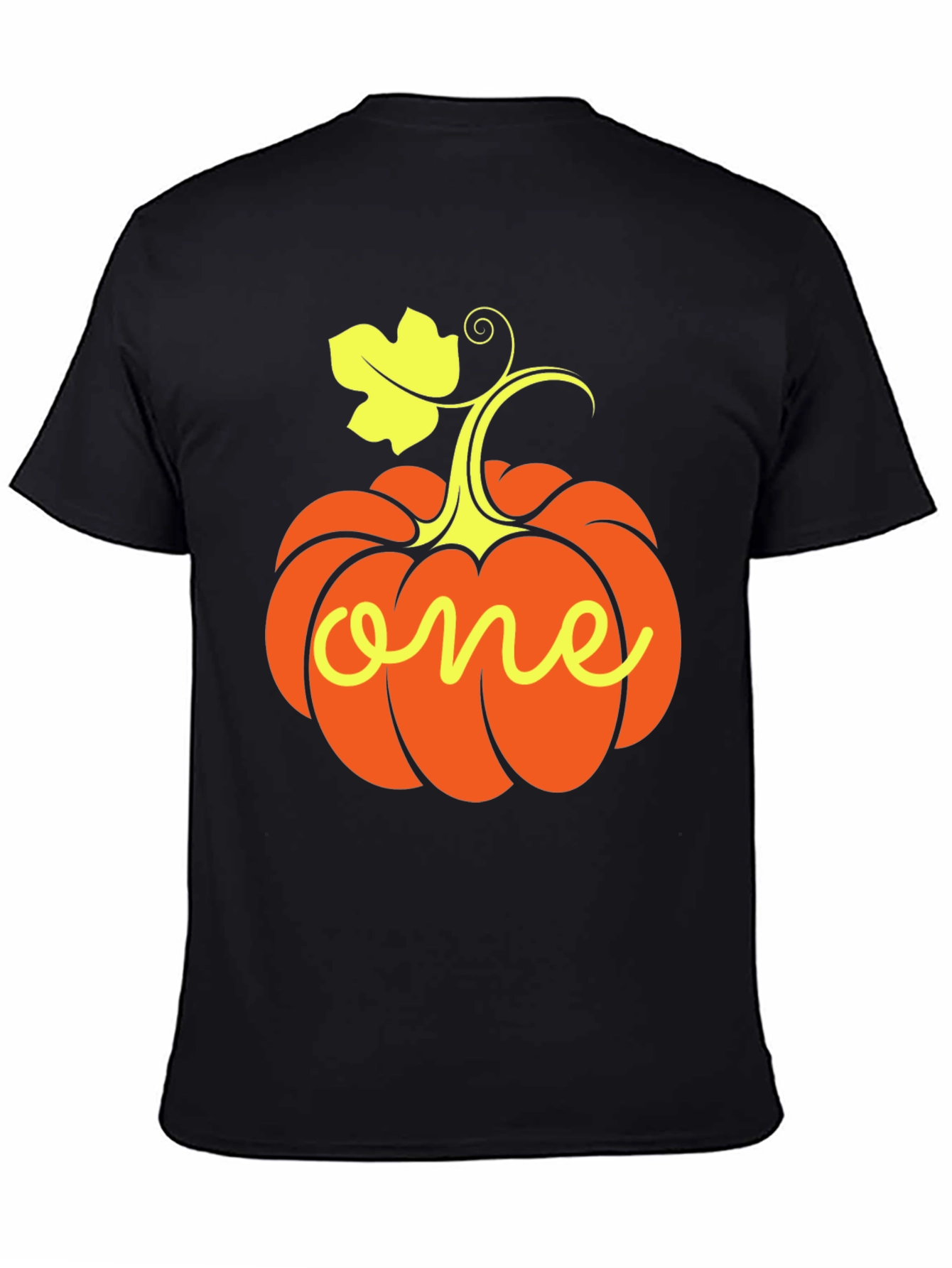 One Pumpkin Halloween Black T-Shirt