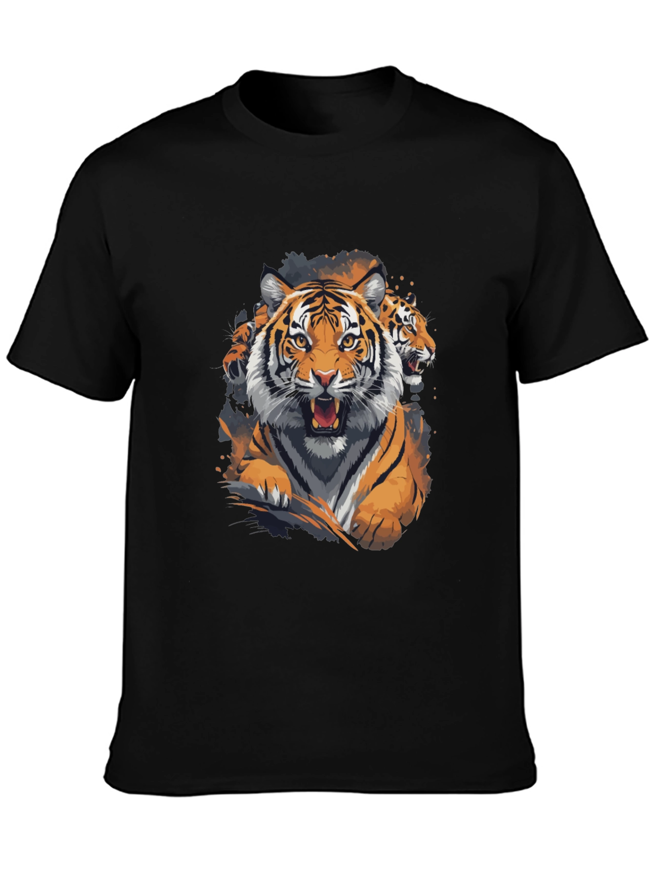 Tiger Graphic Print Crew Neck T-Shirt