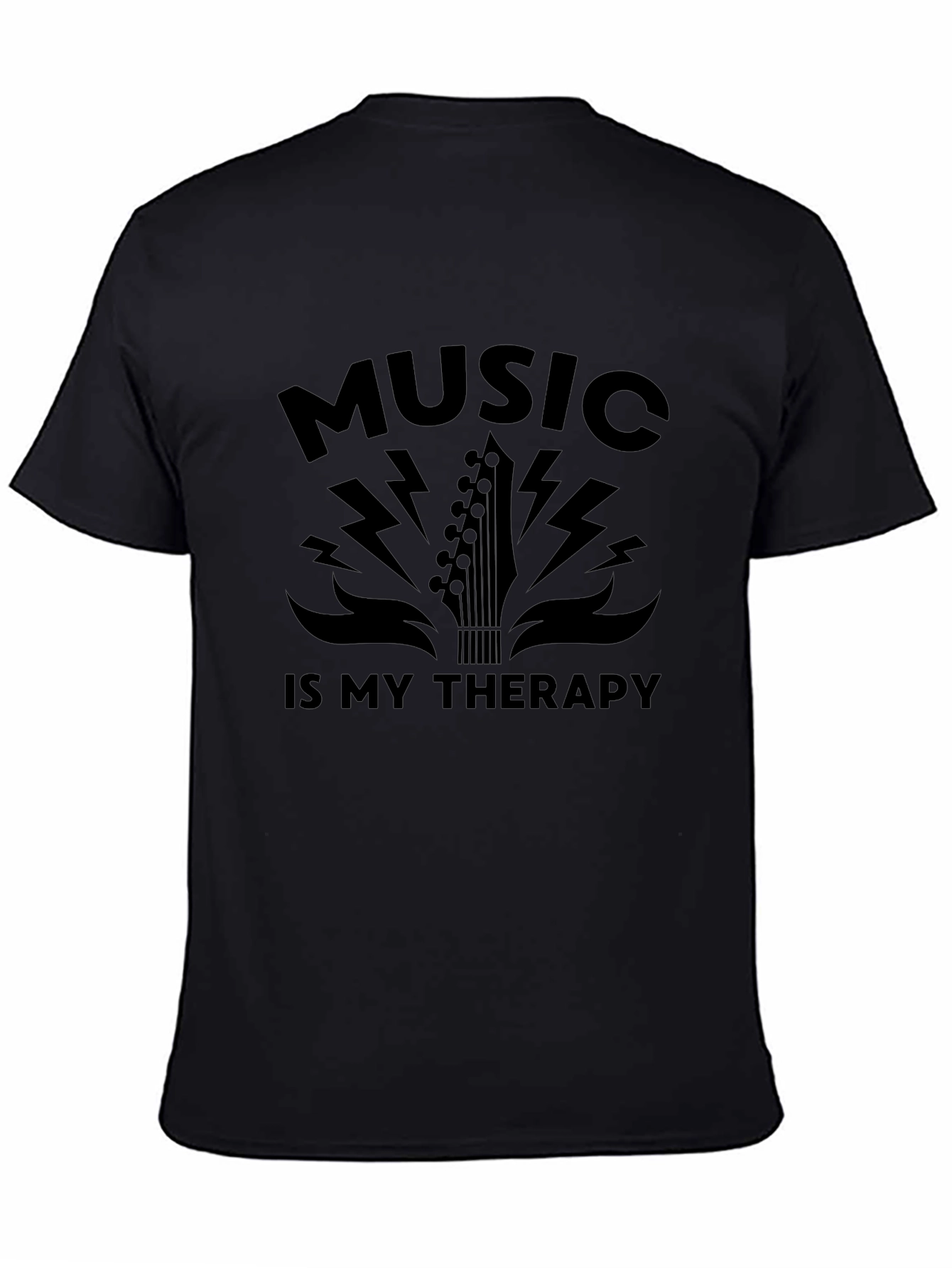 Music Therapy Graphic Tee - Black Cotton T-Shirt