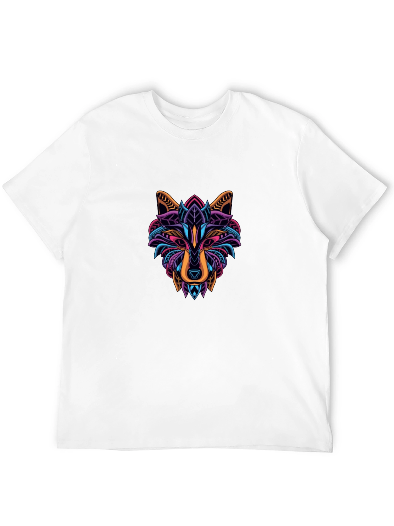 Abstract Geometric Wolf Graphic Tee - Black