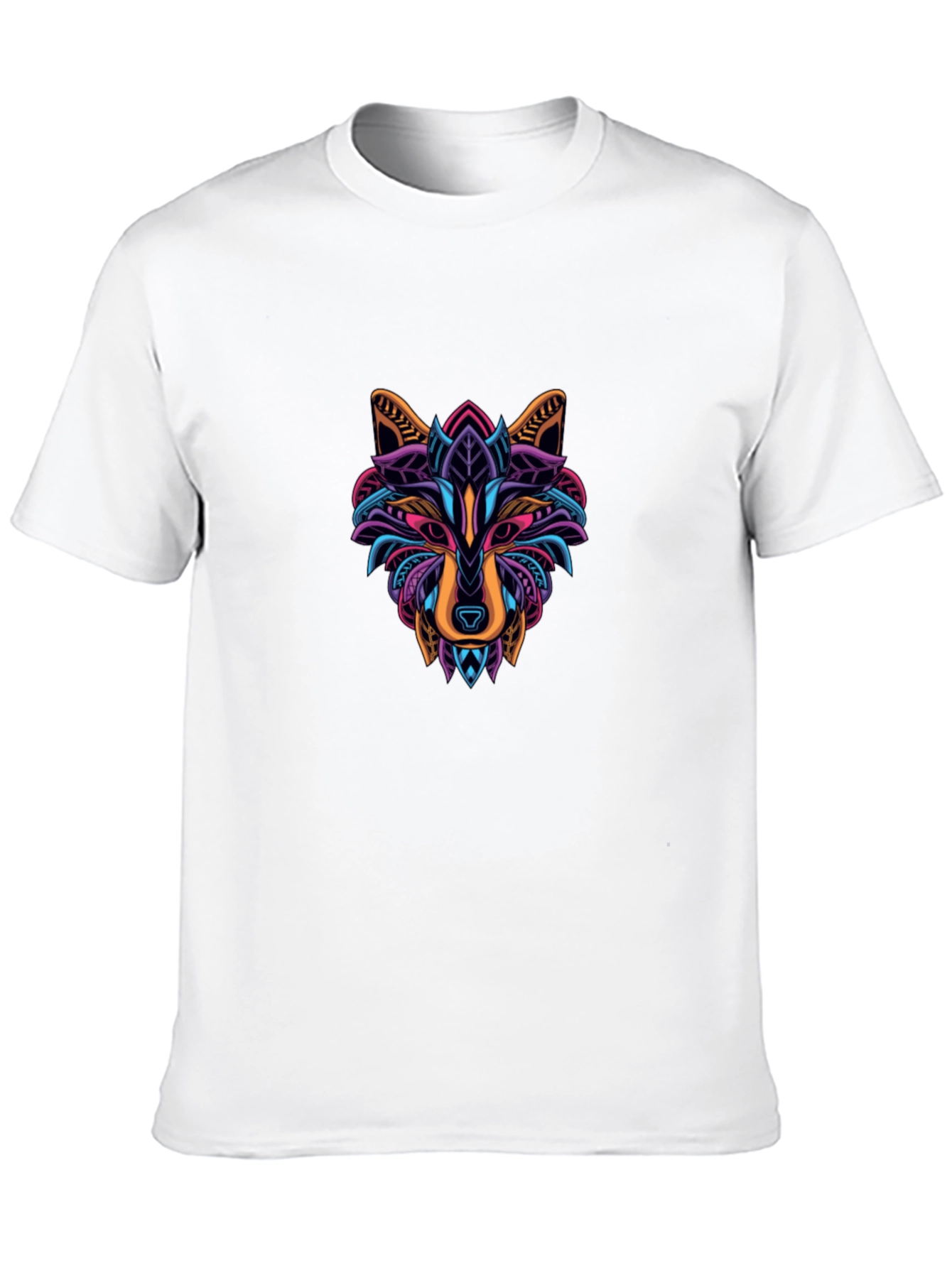 Abstract Geometric Wolf Graphic Tee - Black