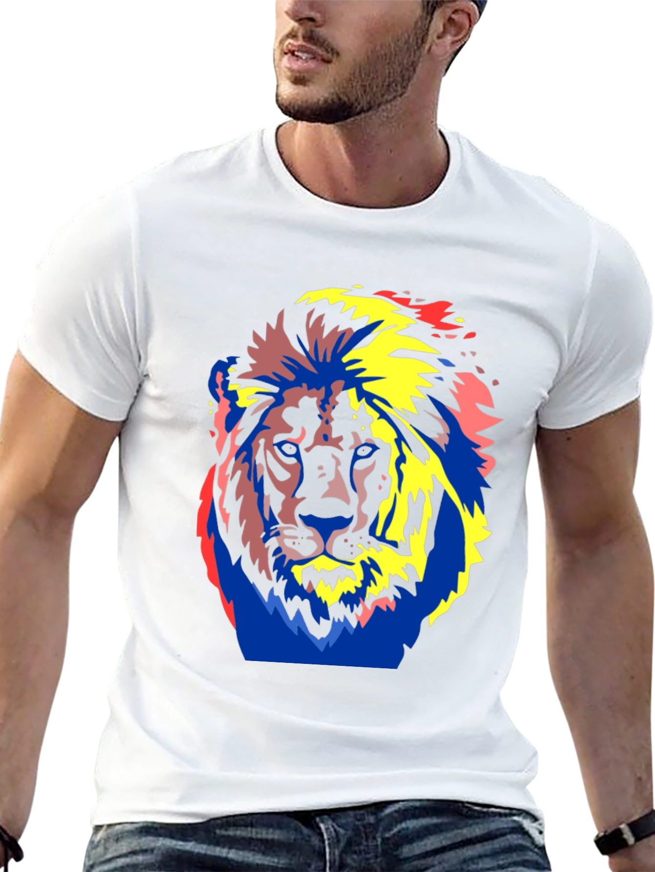 Bold Lion Graphic Tee - Black Cotton T-Shirt