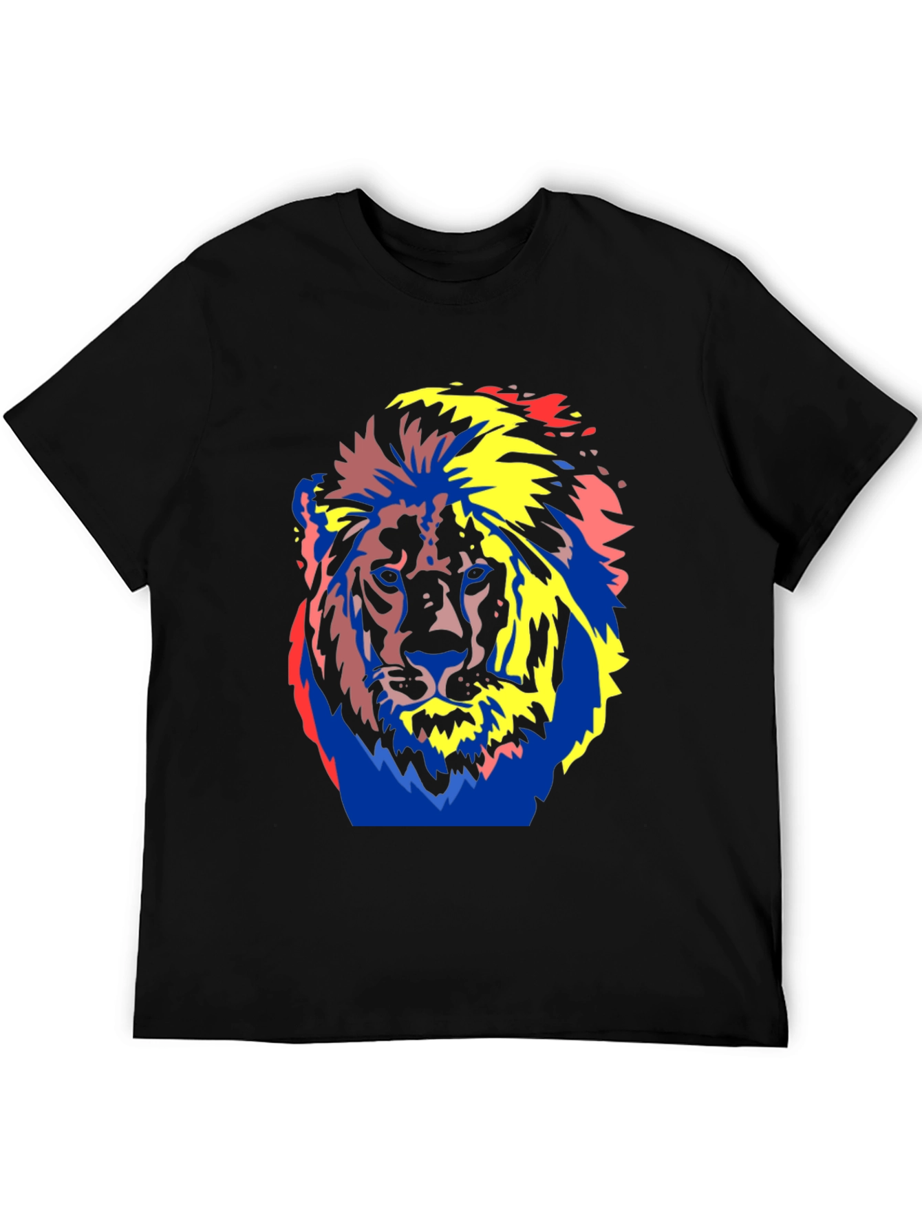 Bold Lion Graphic Tee - Black Cotton T-Shirt