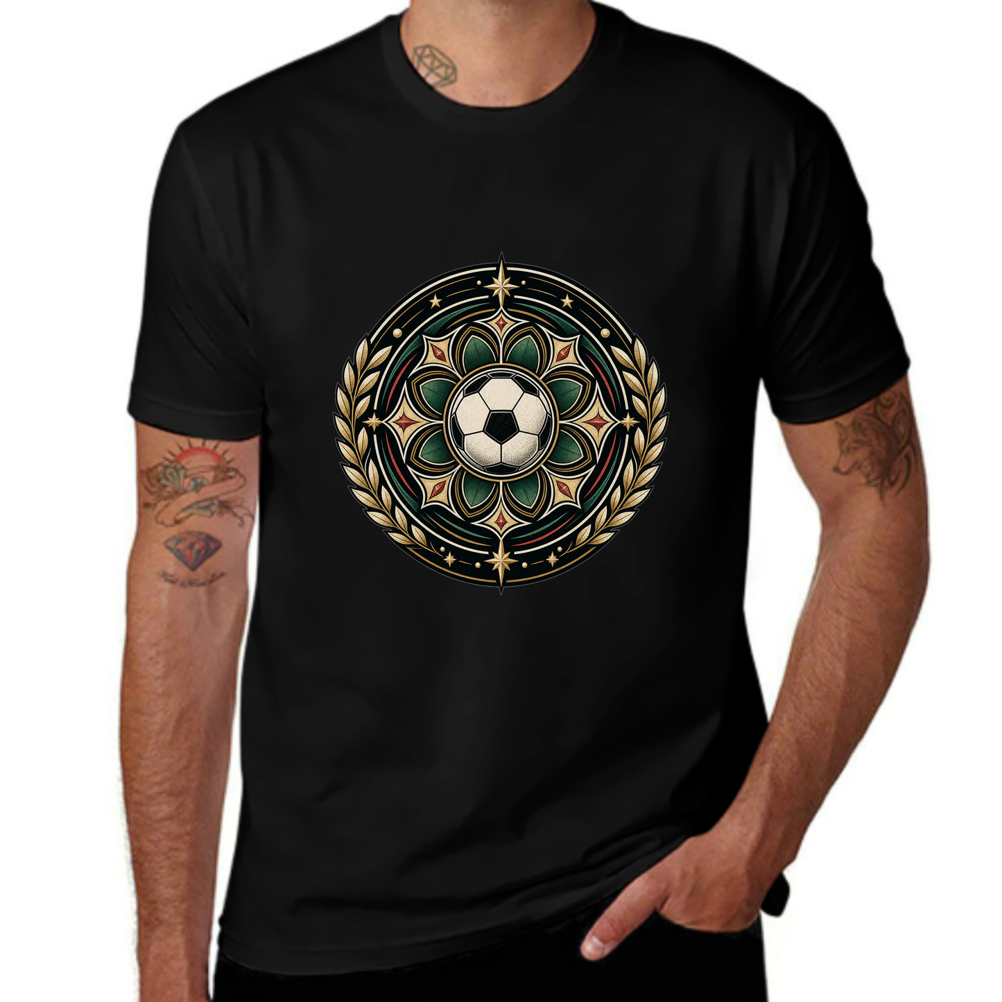 Free Shipping Exclusive Ornate Soccer Medallion Graphic Tee