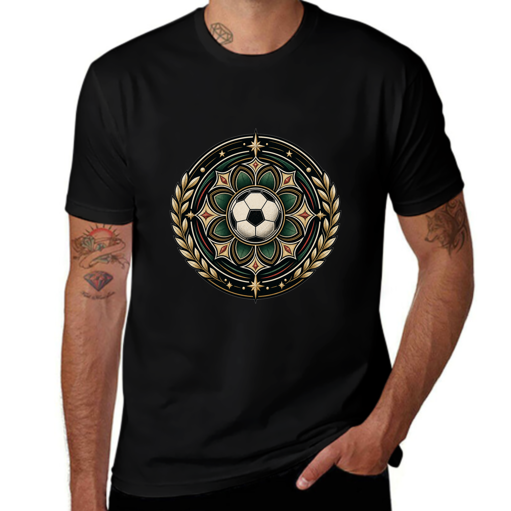 Free Shipping Exclusive Ornate Soccer Medallion Graphic Tee