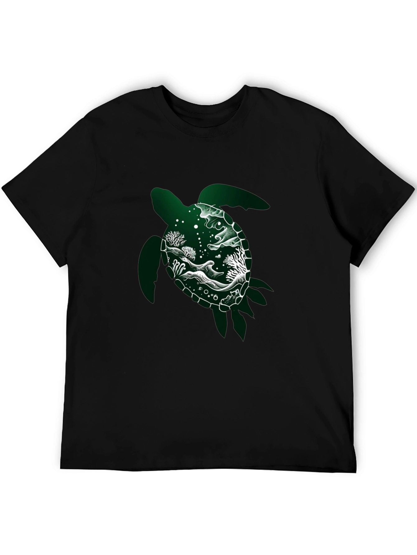 Sea Turtle Graphic Tee - Black Cotton Shirt