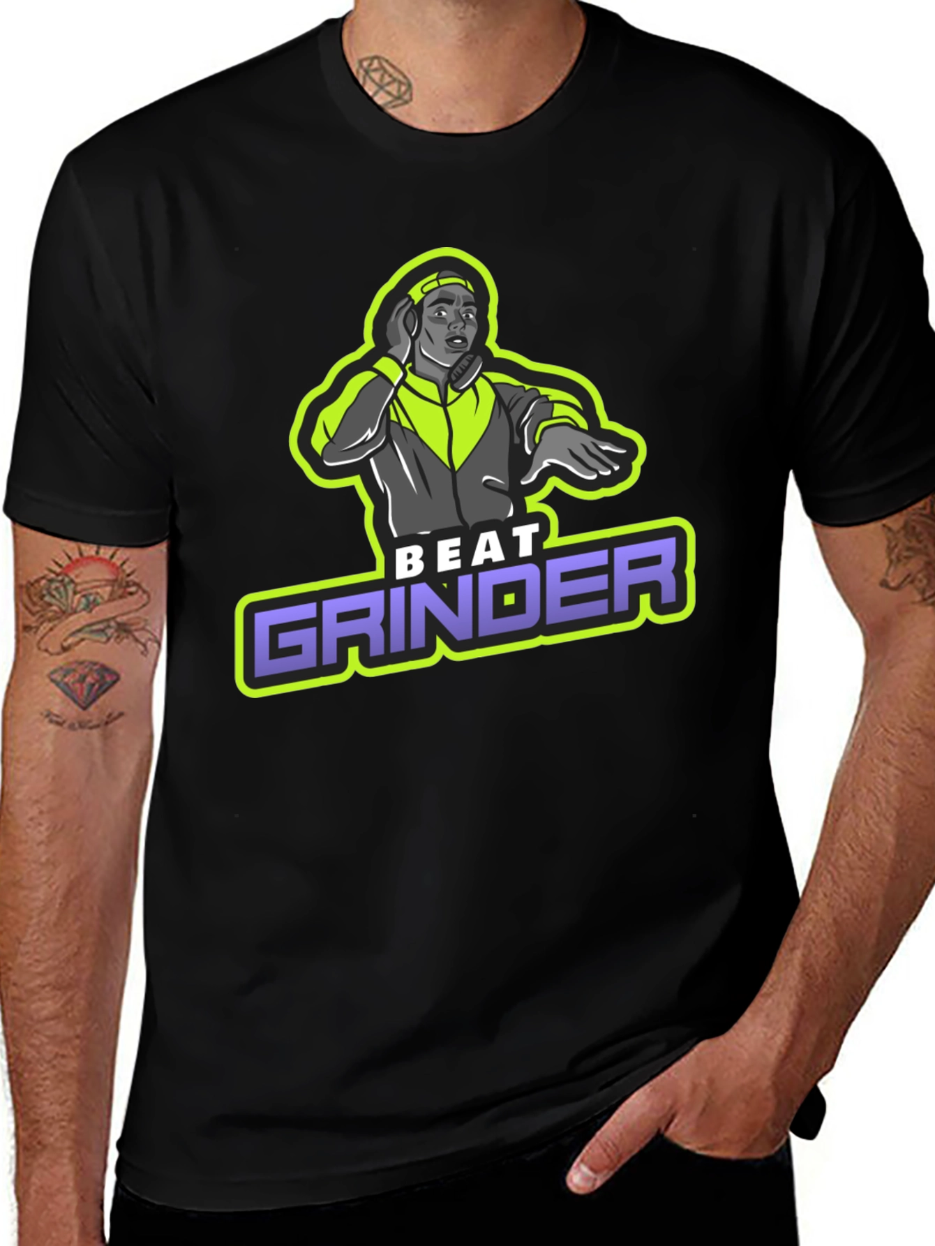 Beat Grinder Graphic T-Shirt - DJ Design