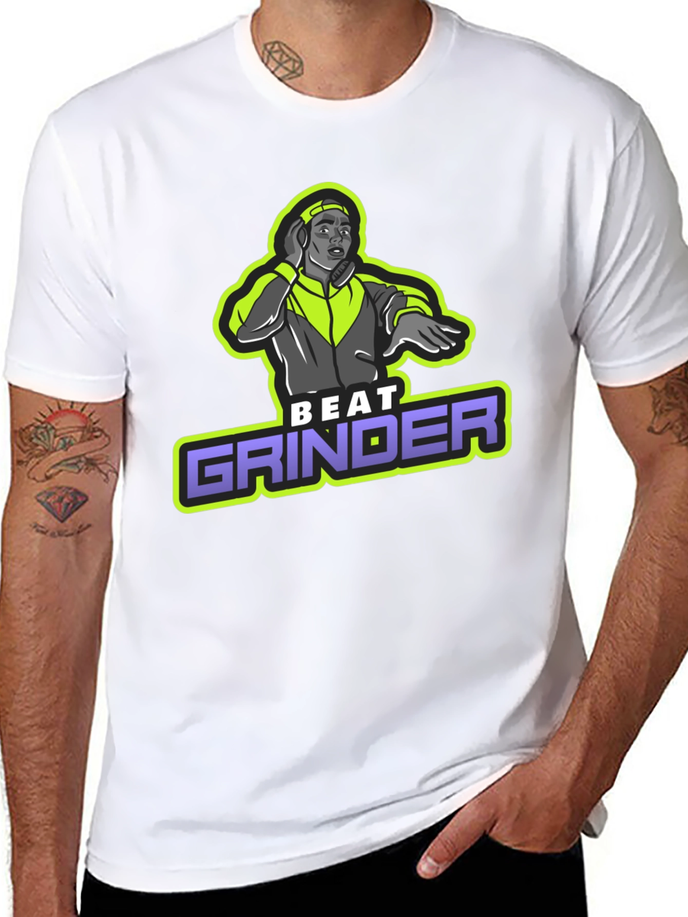 Beat Grinder Graphic T-Shirt - DJ Design