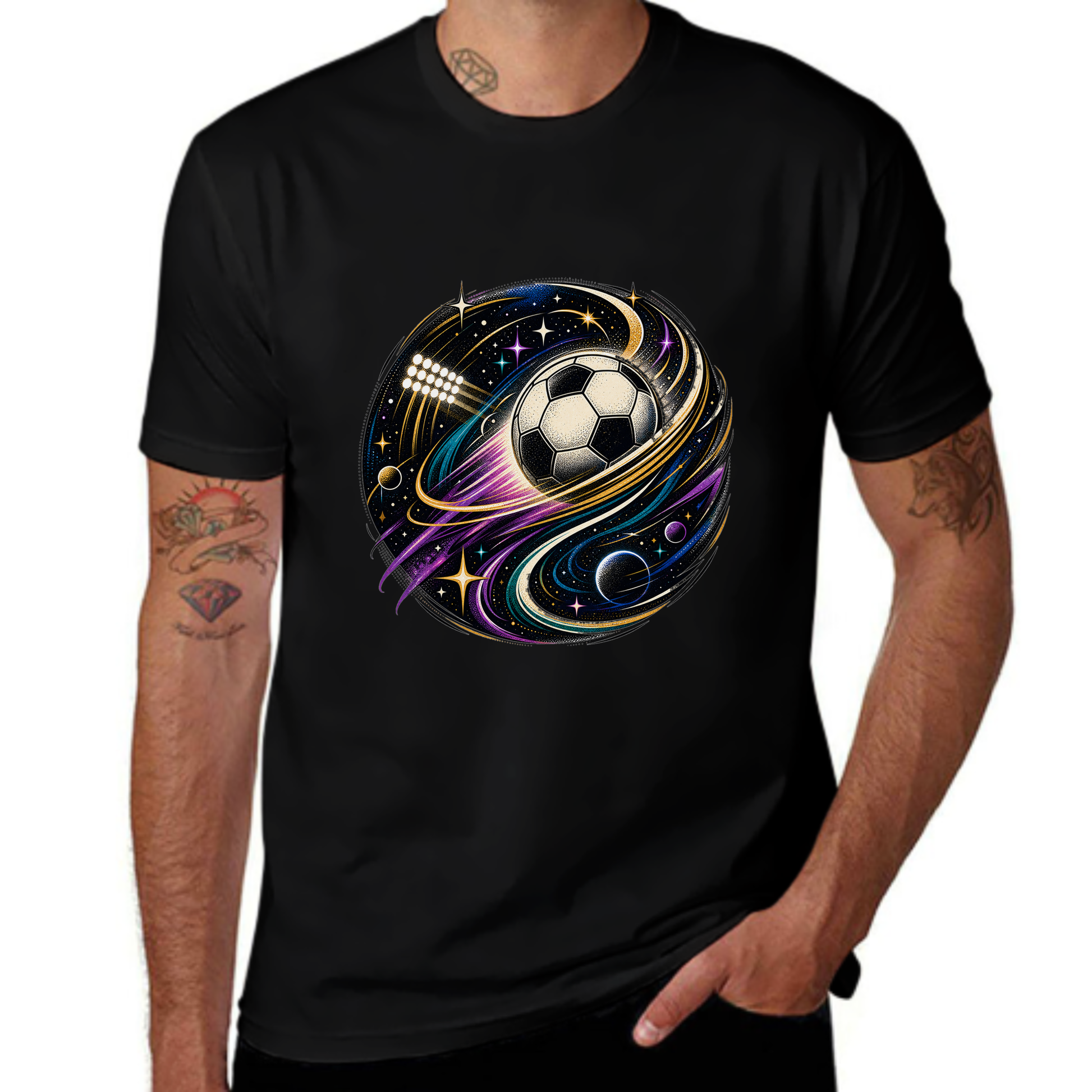 Gift Ready Galaxy Soccer Orbit Graphic Tee