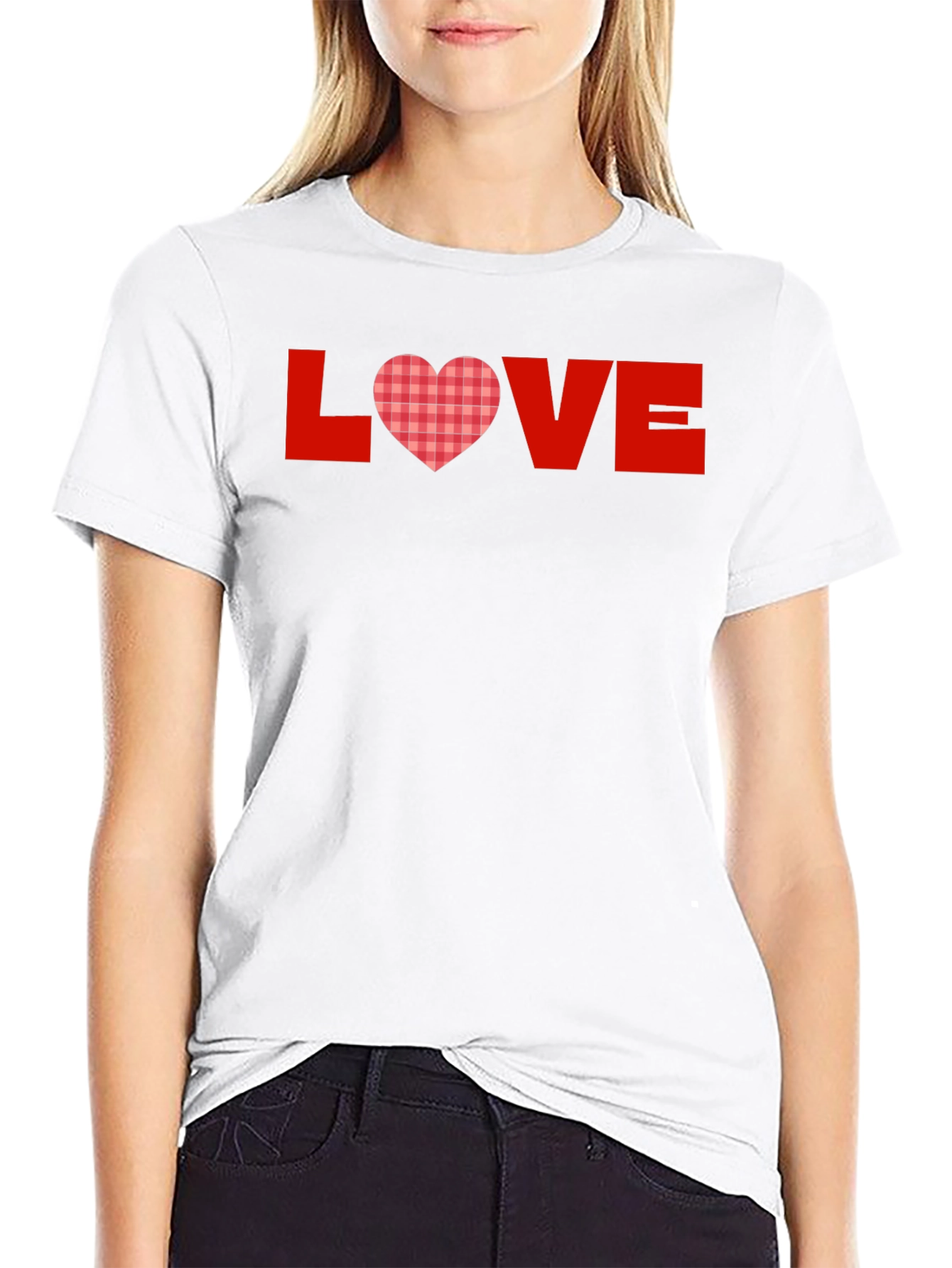 Love Heart Plaid Graphic Tee