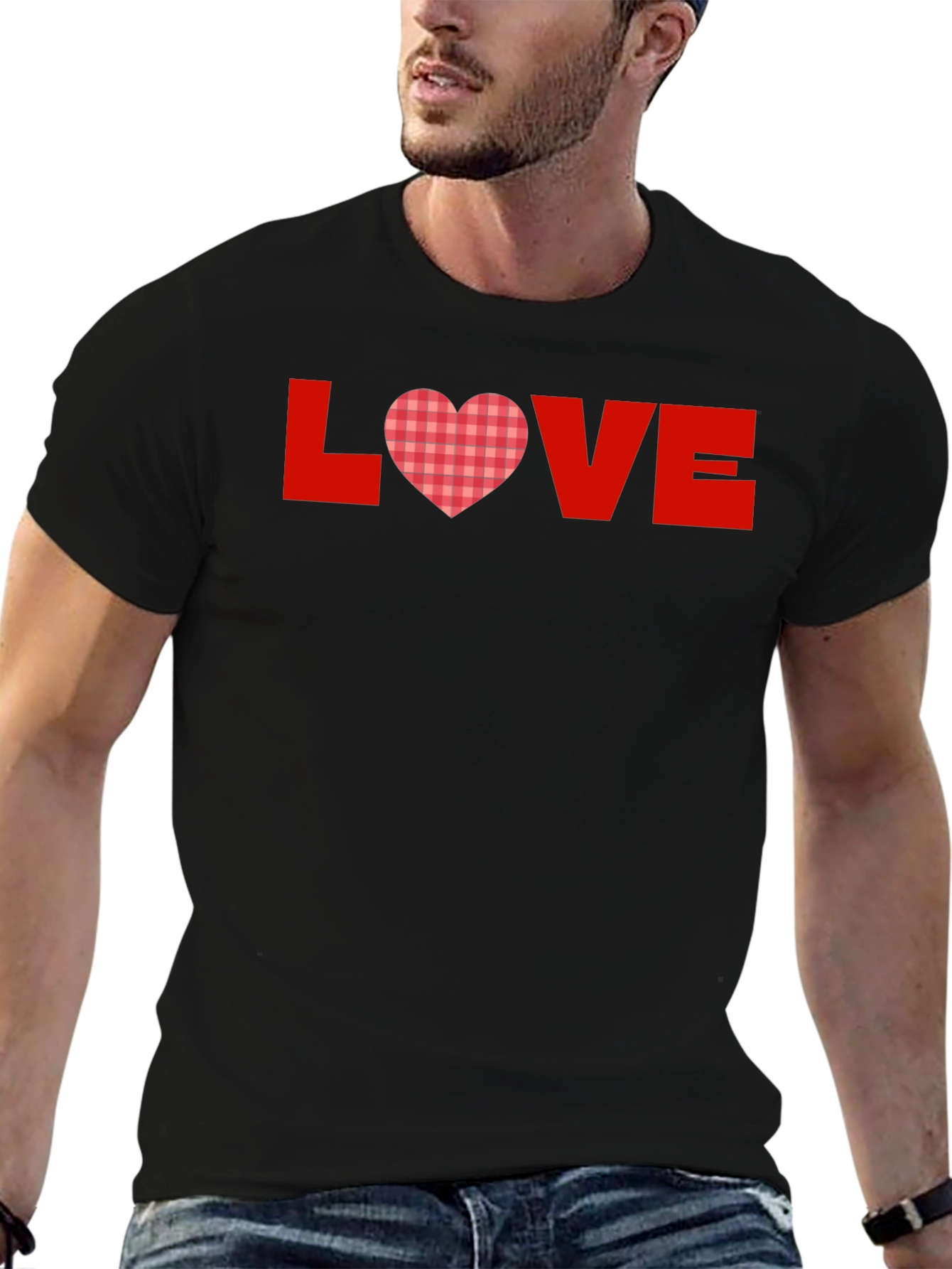Love Heart Plaid Graphic Tee