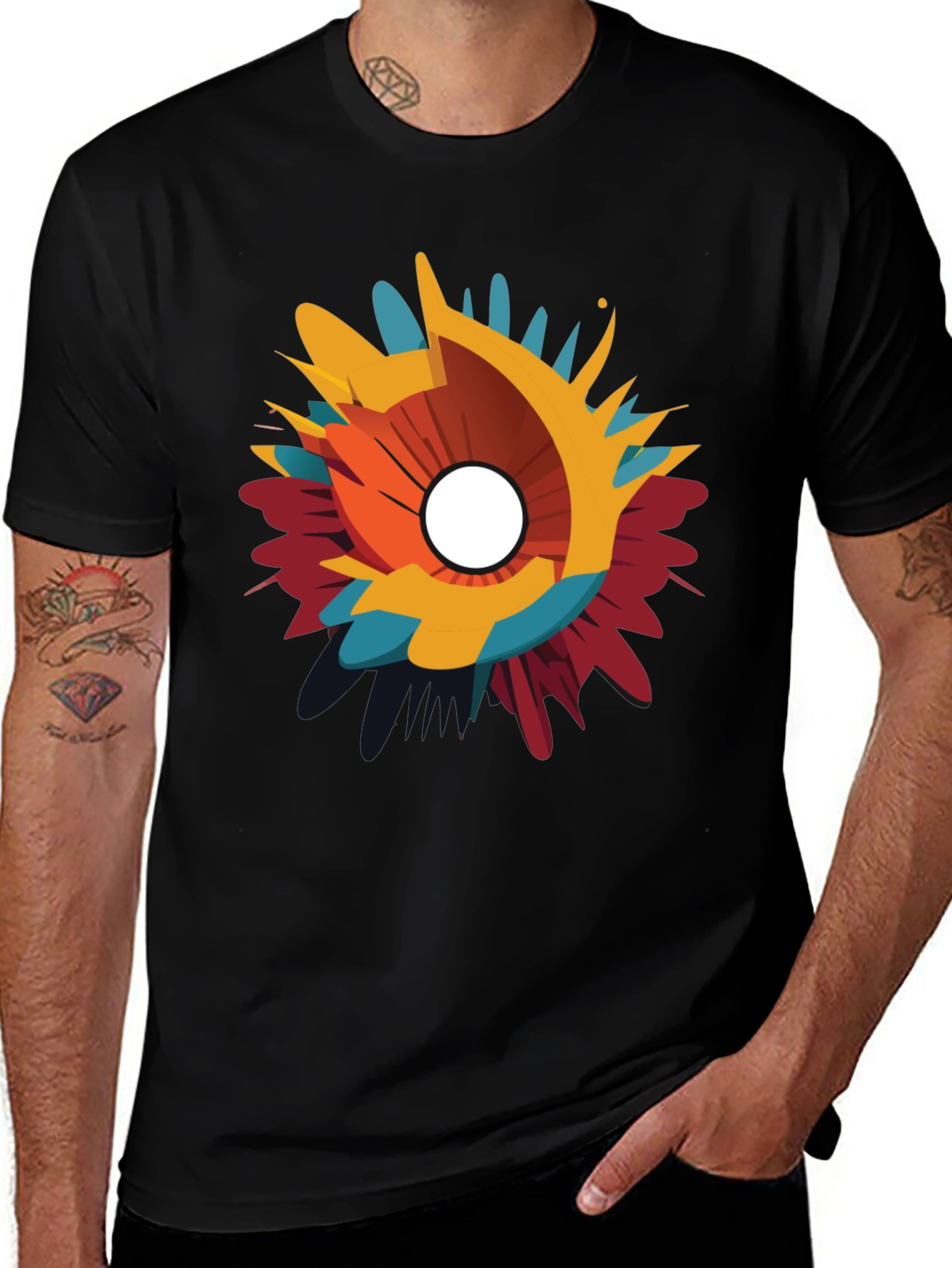Abstract Splash Graphic Black T-Shirt