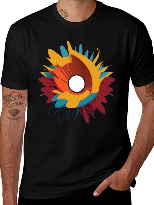 Abstract Splash Graphic Black T-Shirt