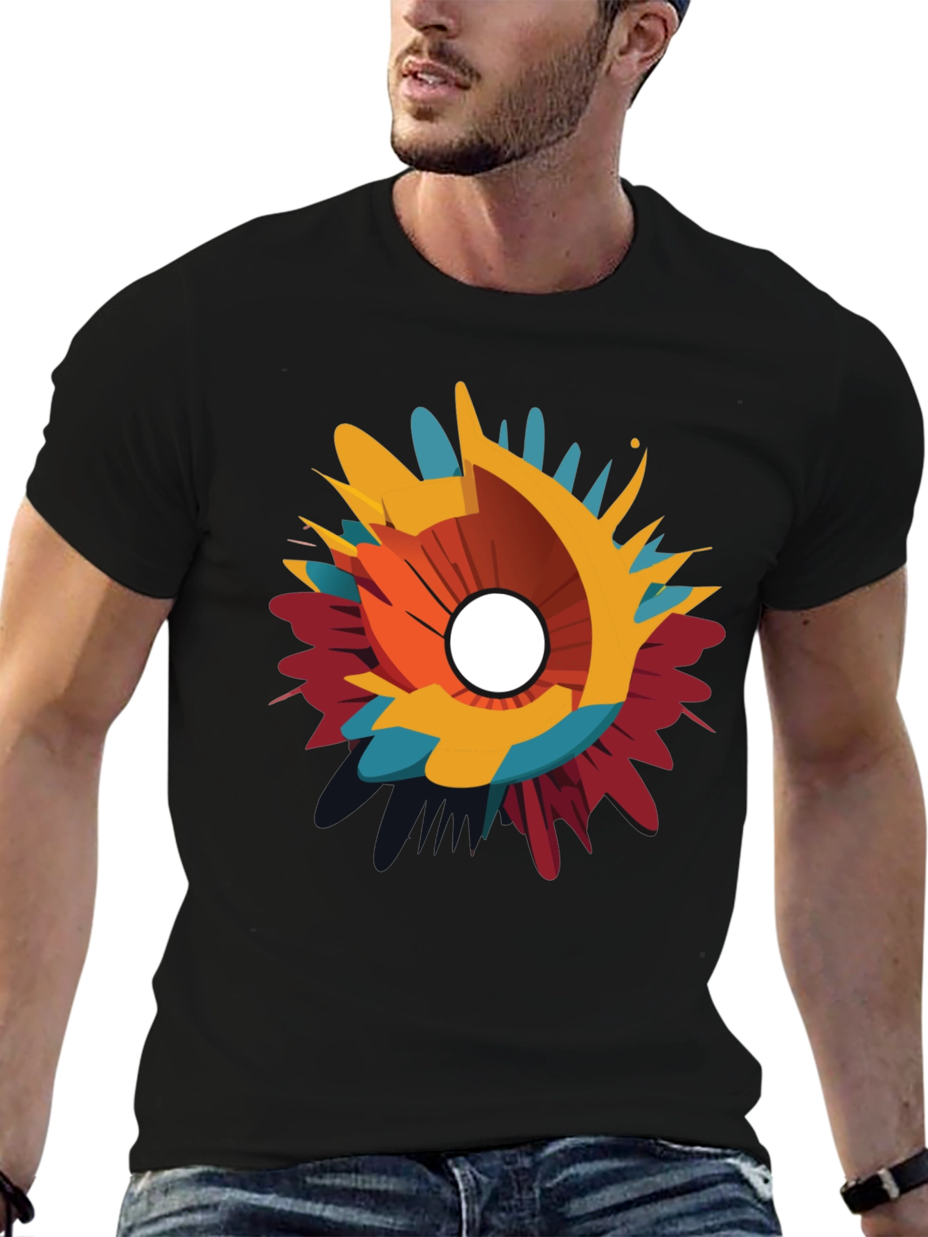 Abstract Splash Graphic Black T-Shirt