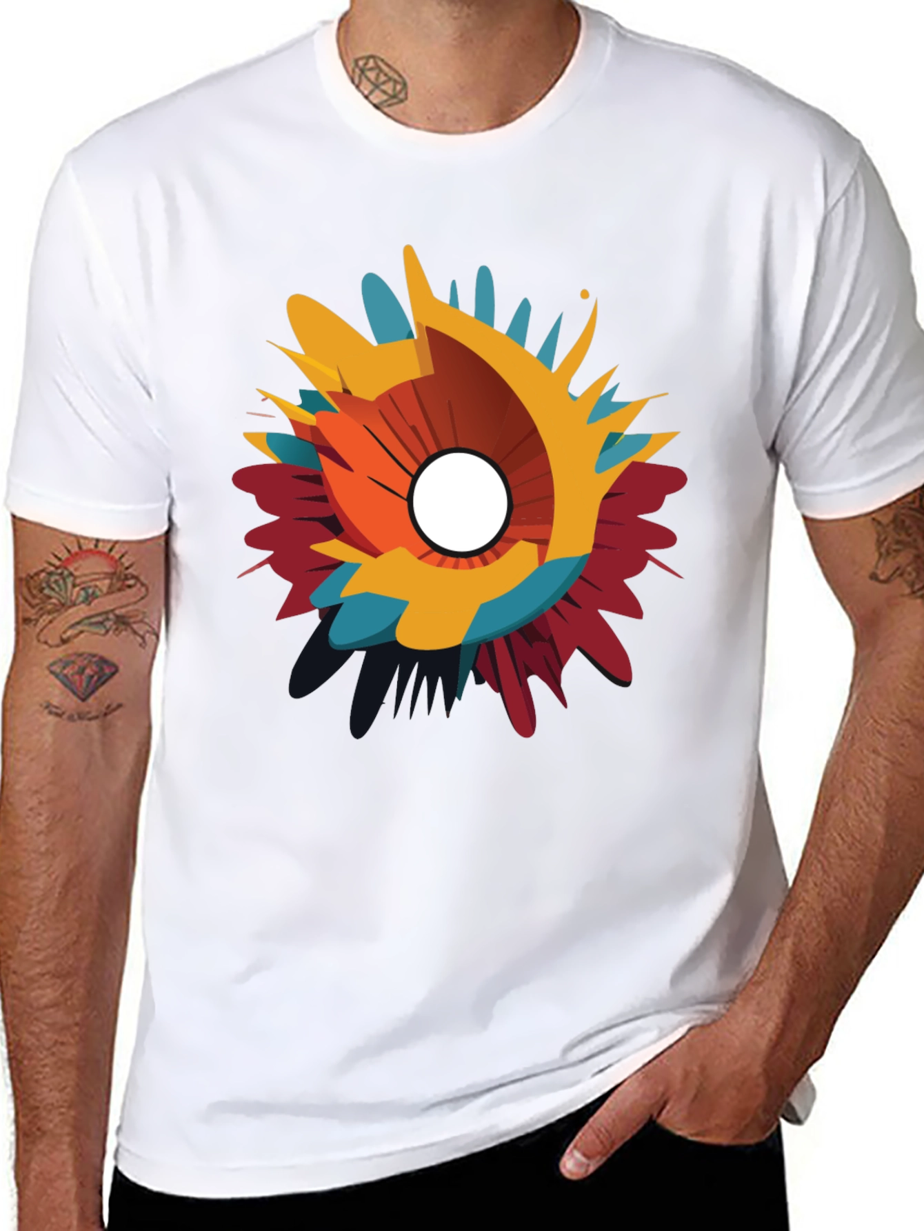Abstract Splash Graphic Black T-Shirt