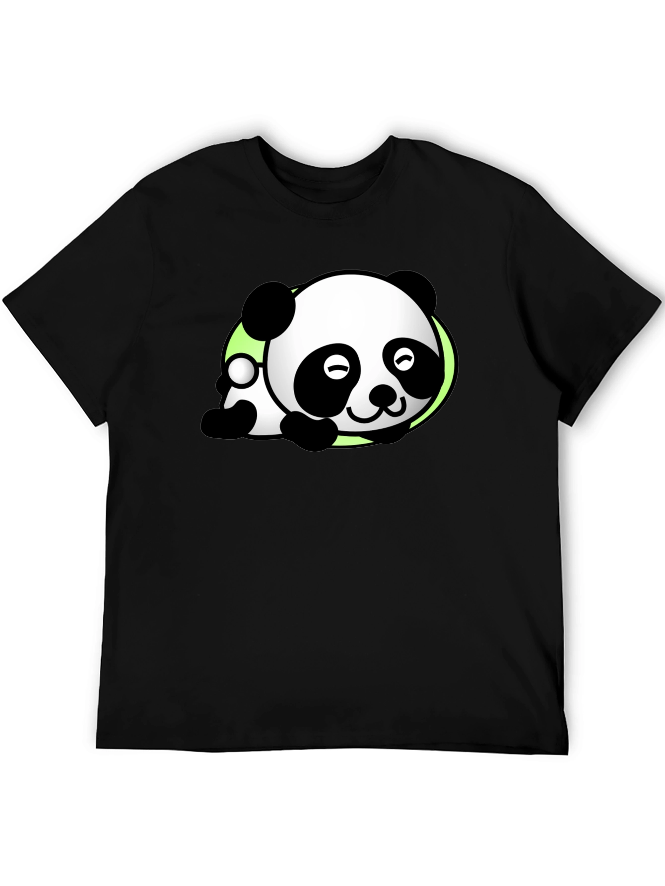 Cute Panda Graphic Tee - Black Casual T-Shirt