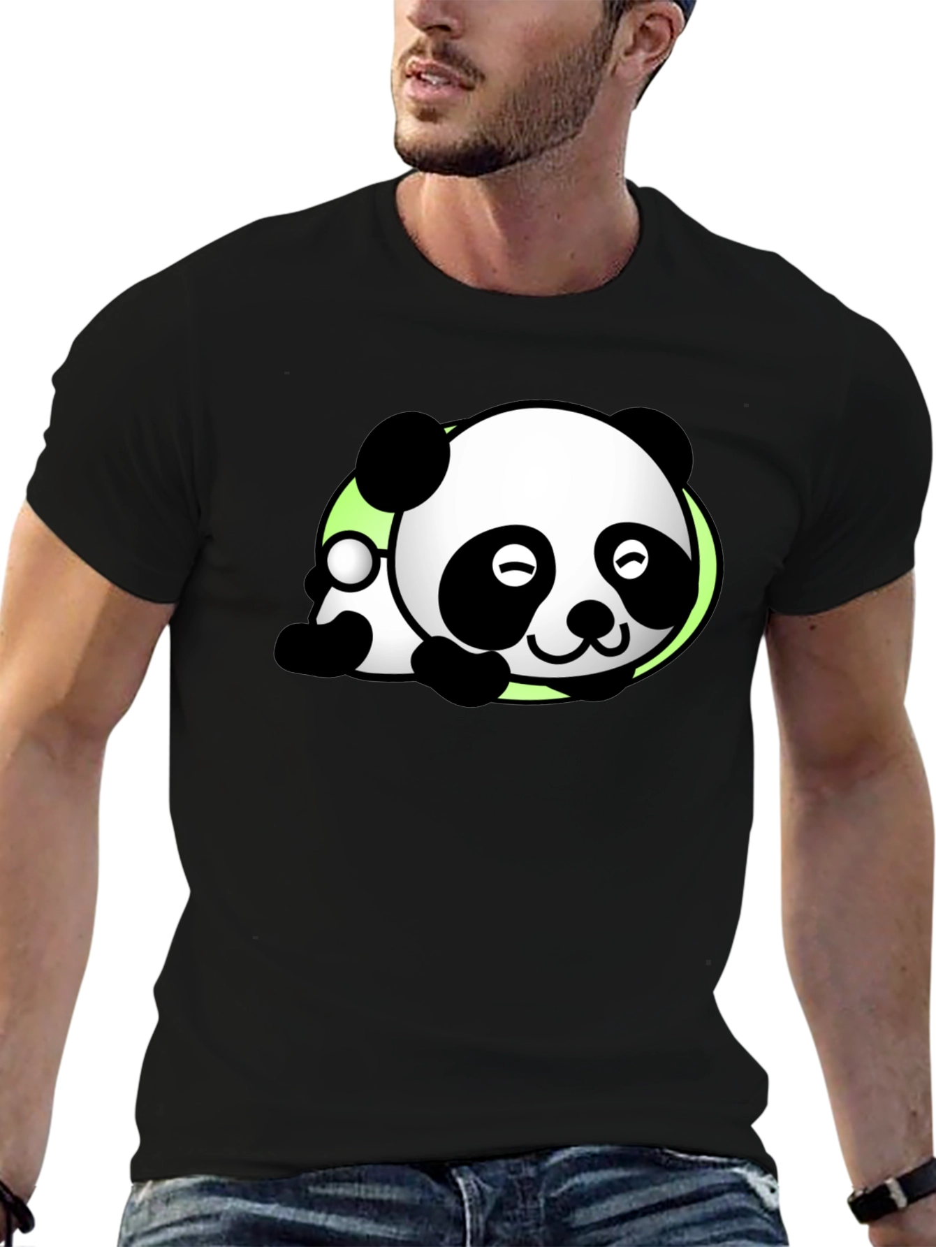 Cute Panda Graphic Tee - Black Casual T-Shirt