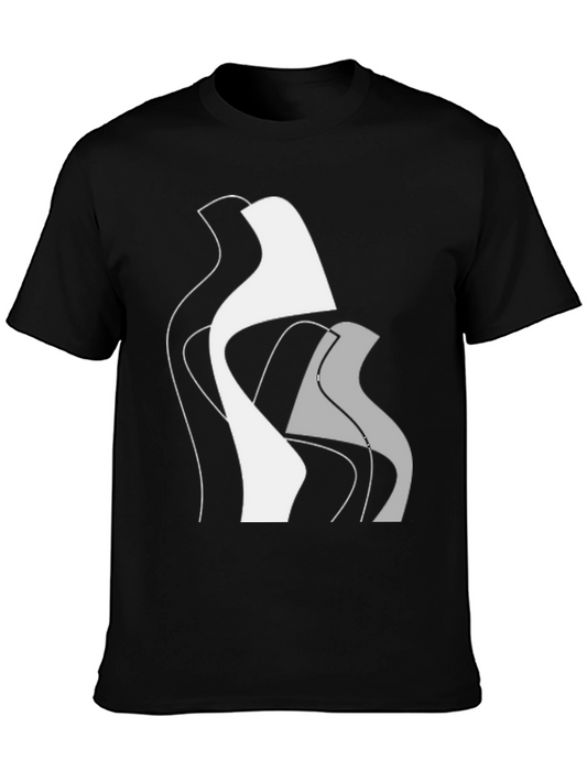 Abstract Modern Art Graphic Tee - Black