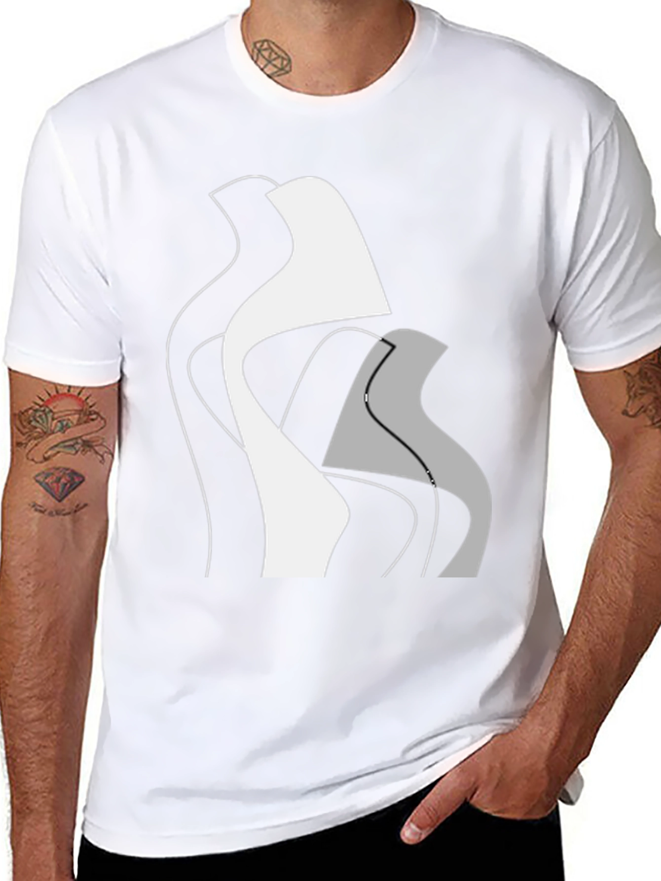 Abstract Modern Art Graphic Tee - Black