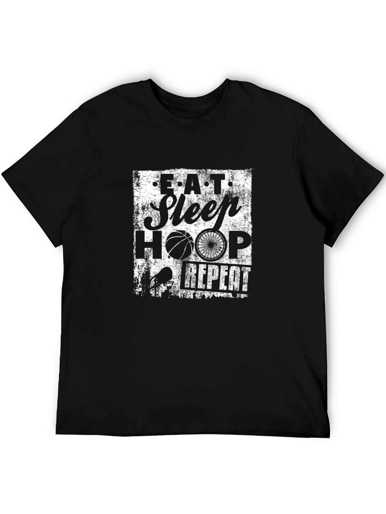 Eat Sleep Hoop Repeat Black Graphic Tee