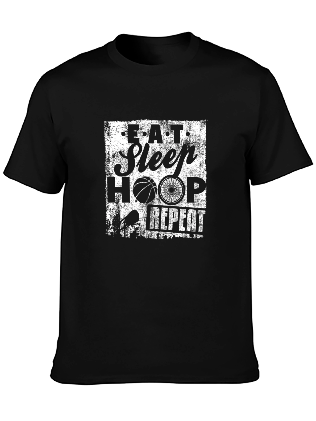 Eat Sleep Hoop Repeat Black Graphic Tee