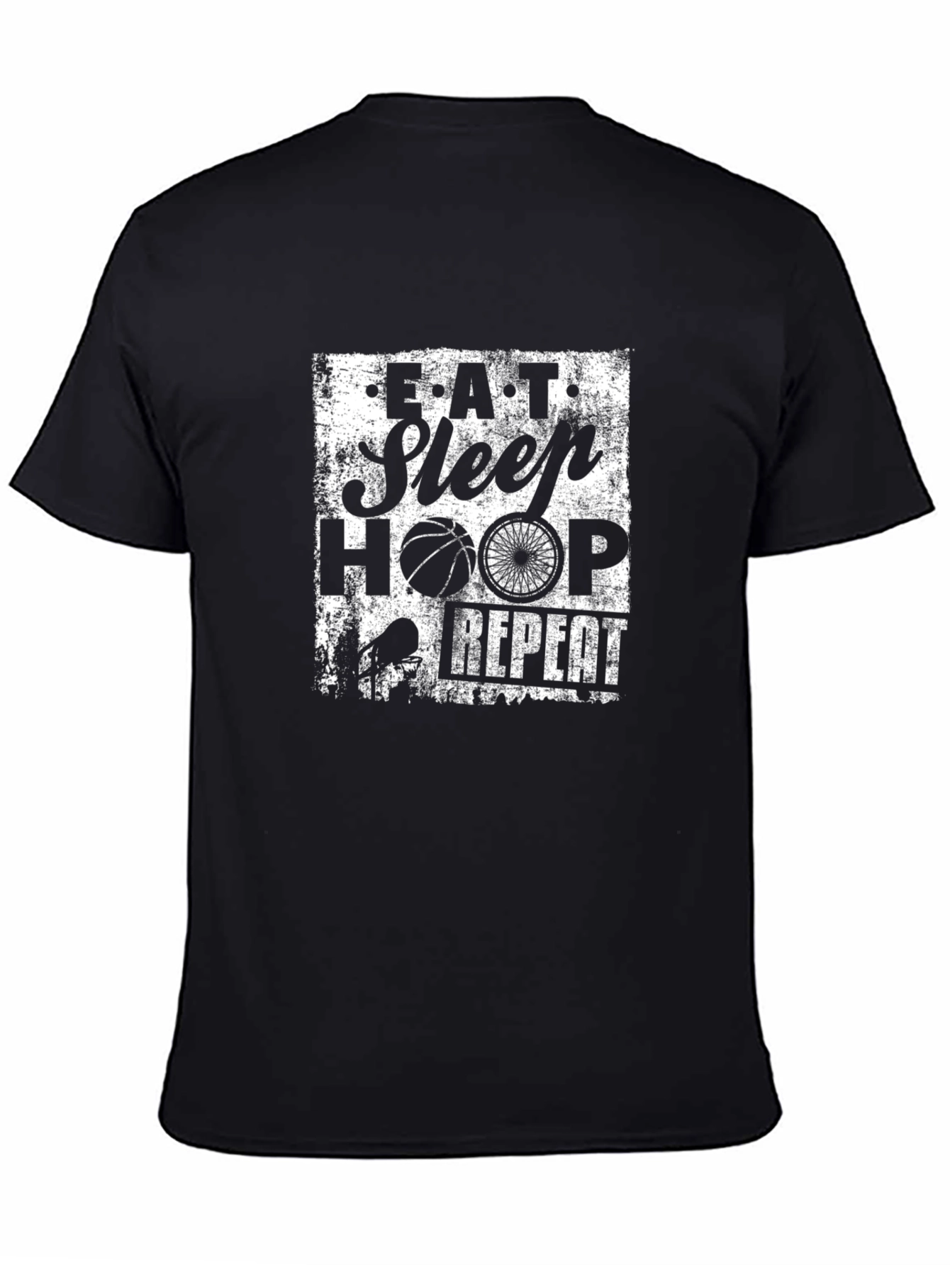 Eat Sleep Hoop Repeat Black Graphic Tee