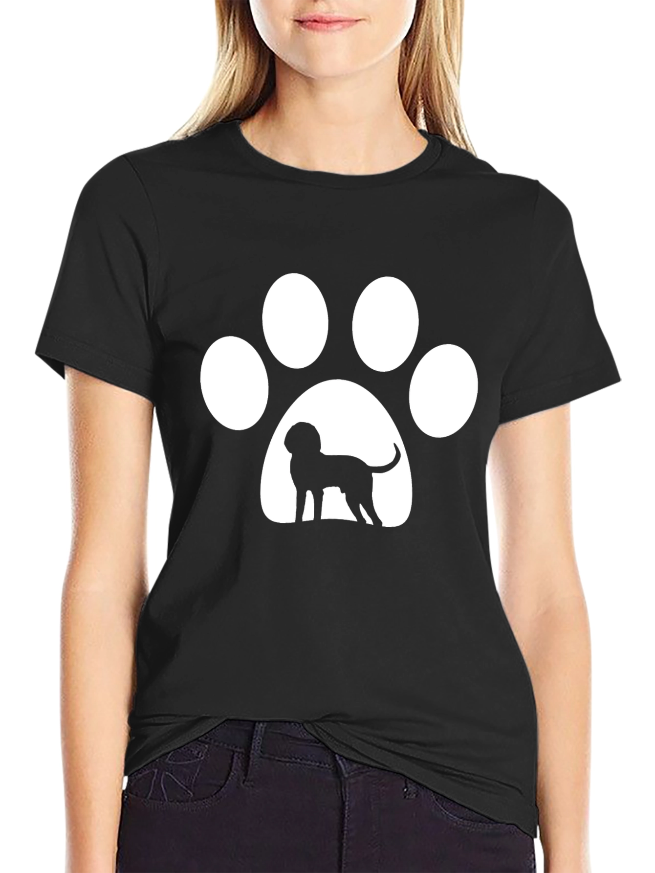 Dog Paw Print T-Shirt - Mens Black Tee