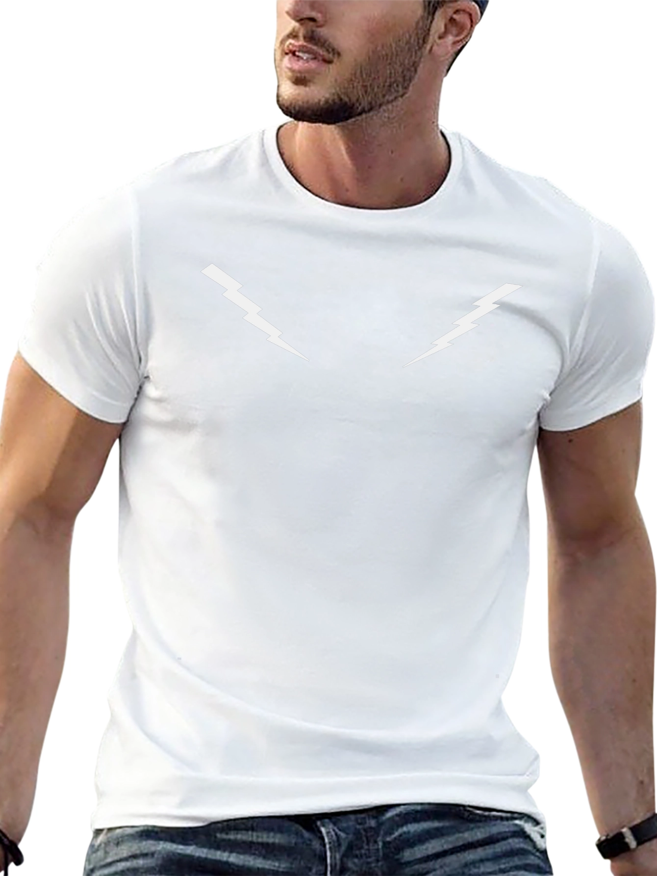 Mens Black T-Shirt - Lightning Bolt Design