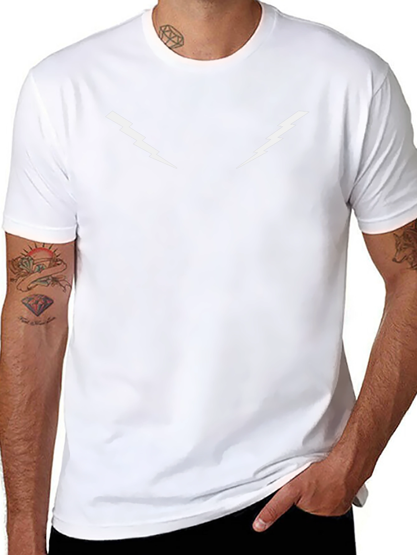 Mens Black T-Shirt - Lightning Bolt Design